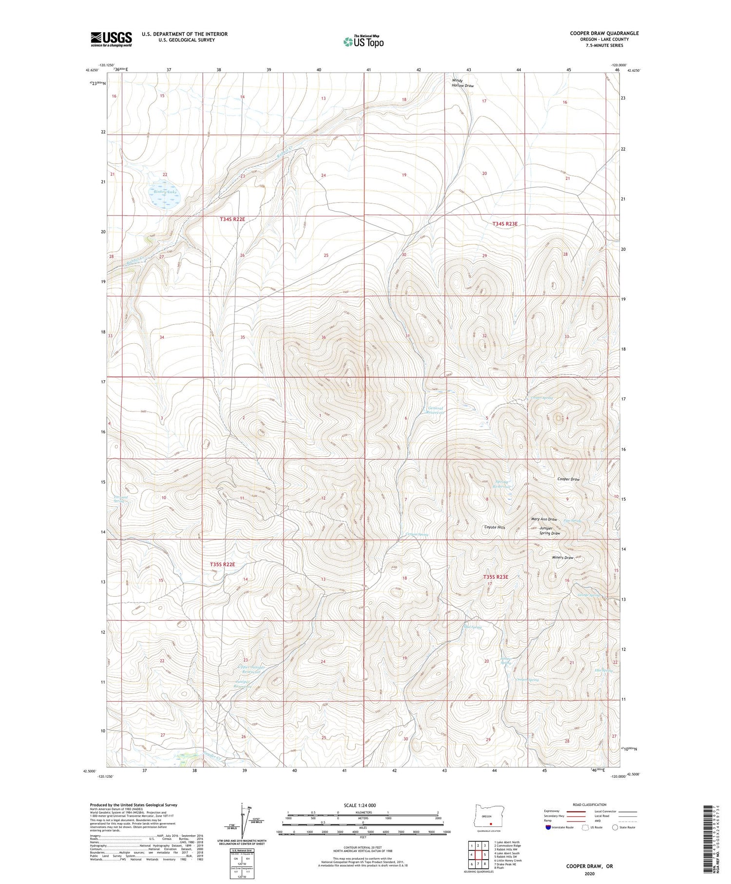 Cooper Draw Oregon US Topo Map Image