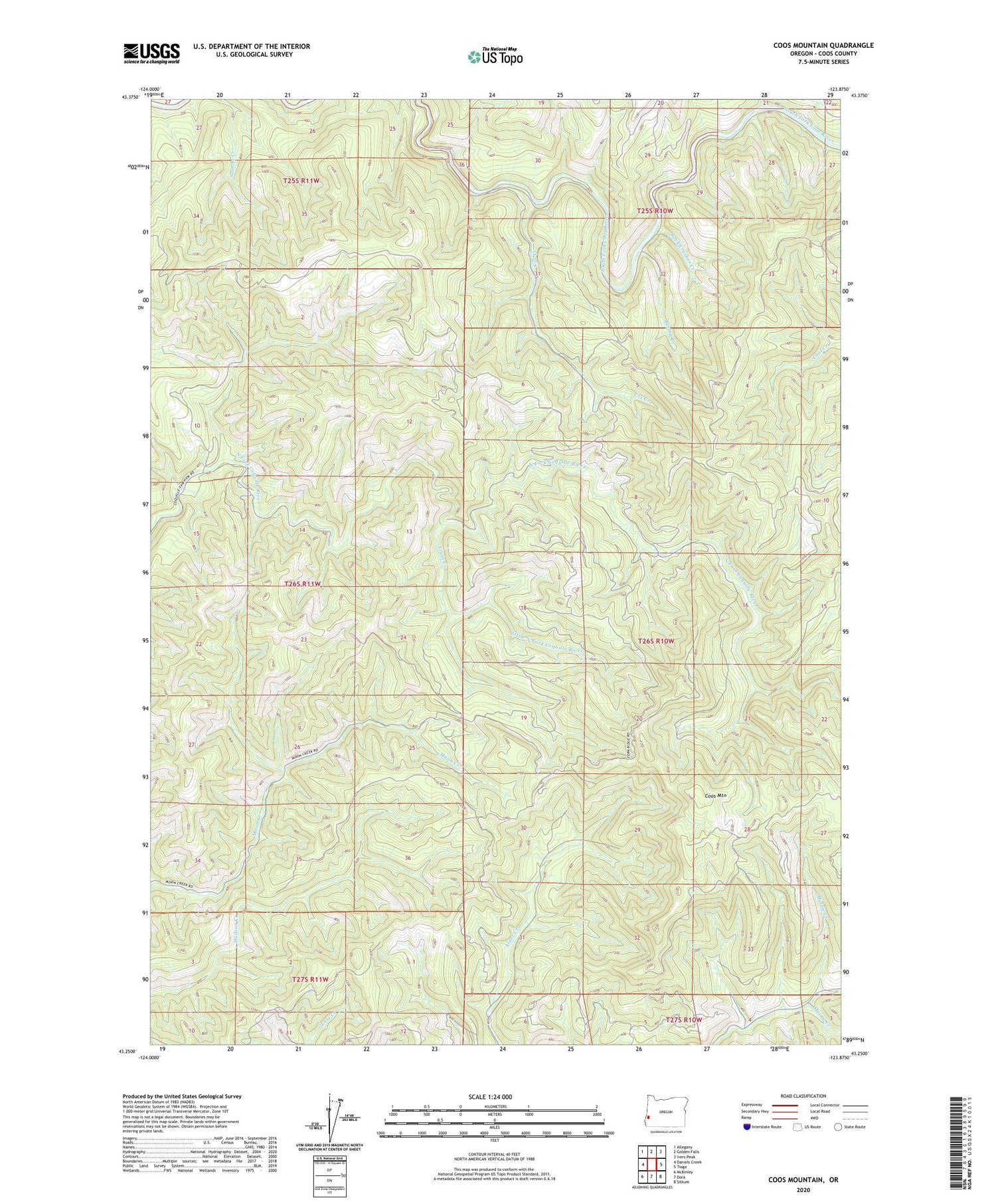 Coos Mountain Oregon US Topo Map Image