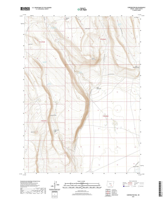 Corporation Rim Oregon US Topo Map Image
