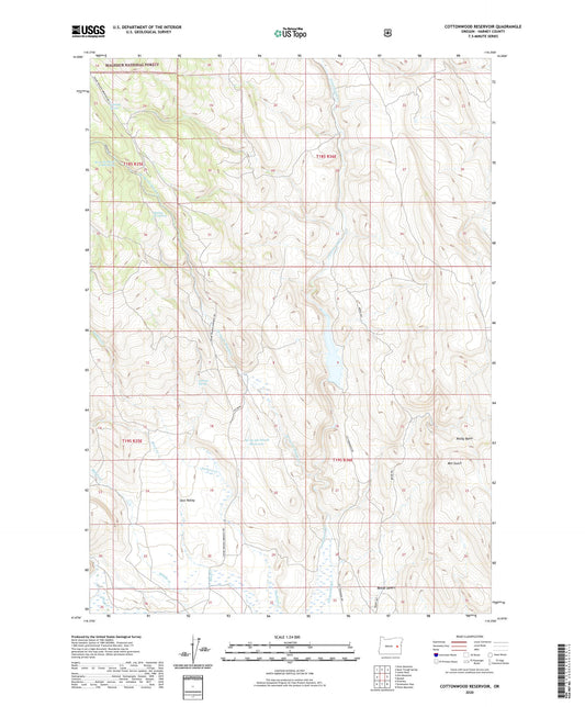 Cottonwood Reservoir Oregon US Topo Map Image
