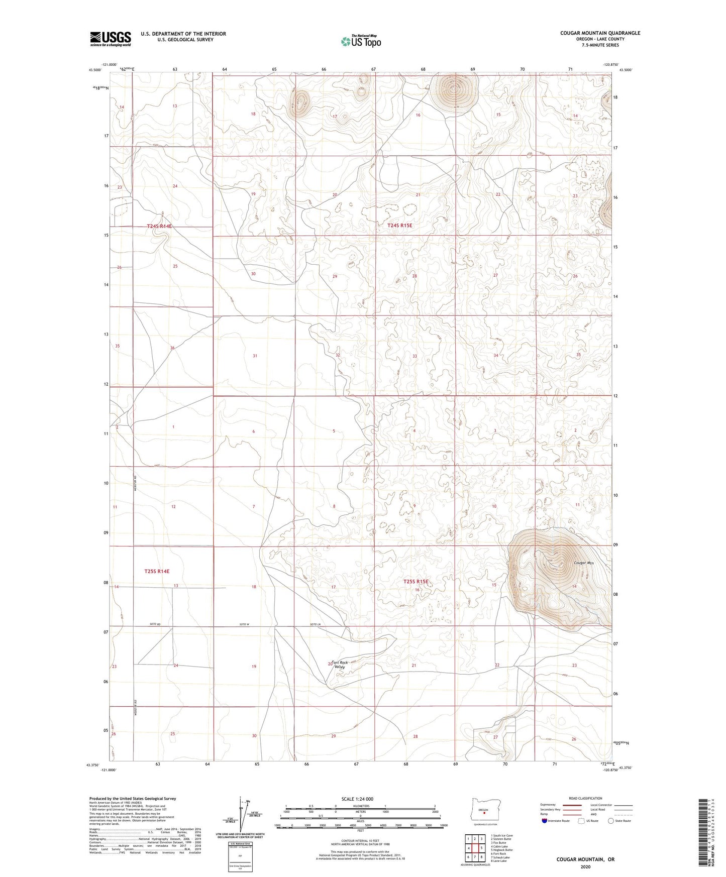 Cougar Mountain Oregon US Topo Map Image