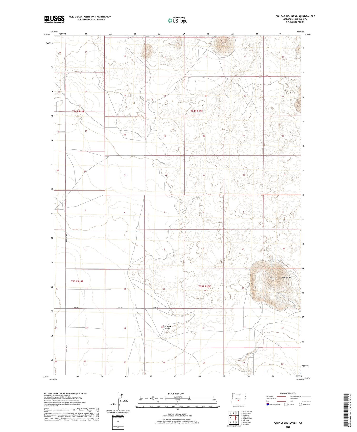 Cougar Mountain Oregon US Topo Map Image