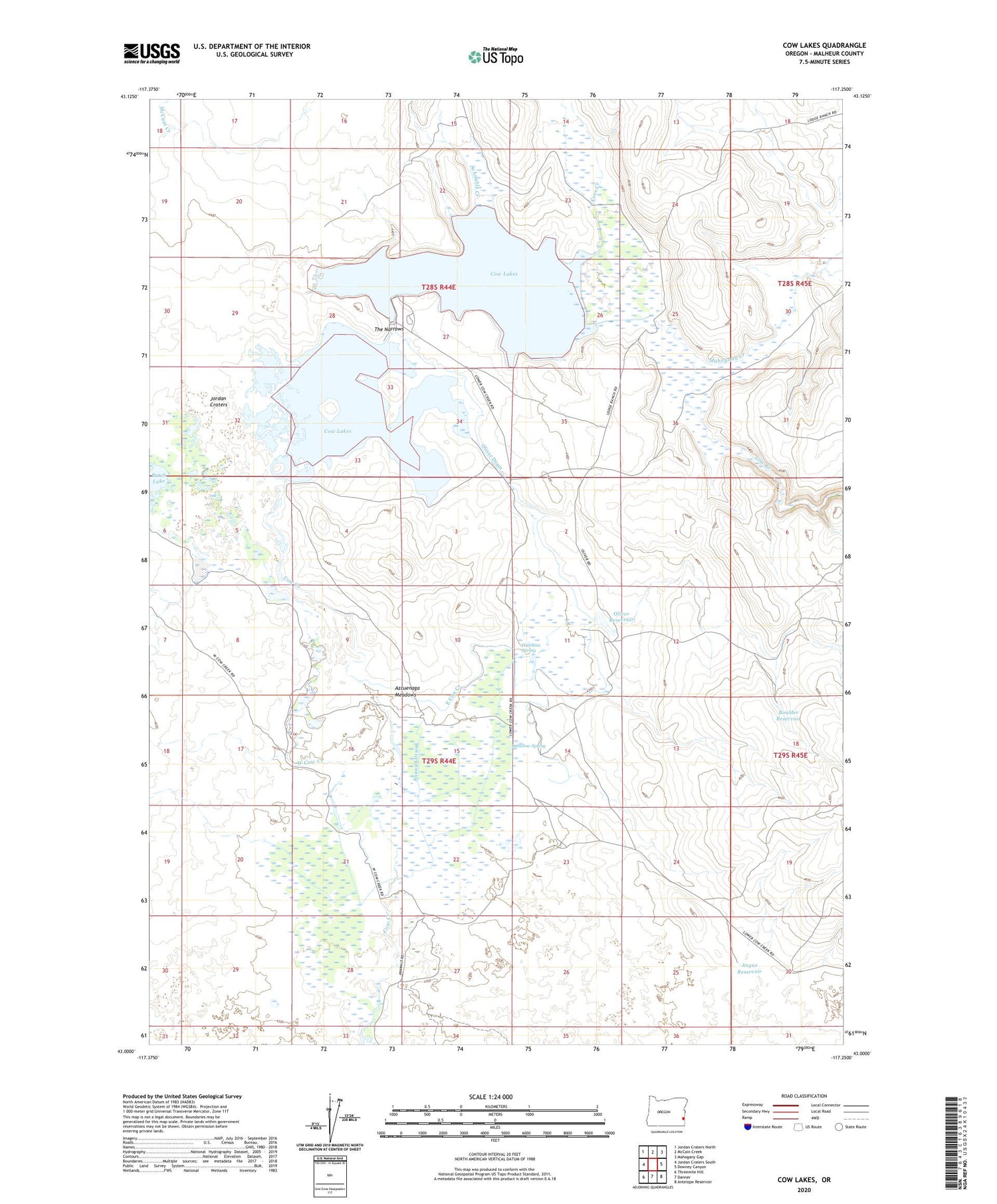 Cow Lakes Oregon US Topo Map Image