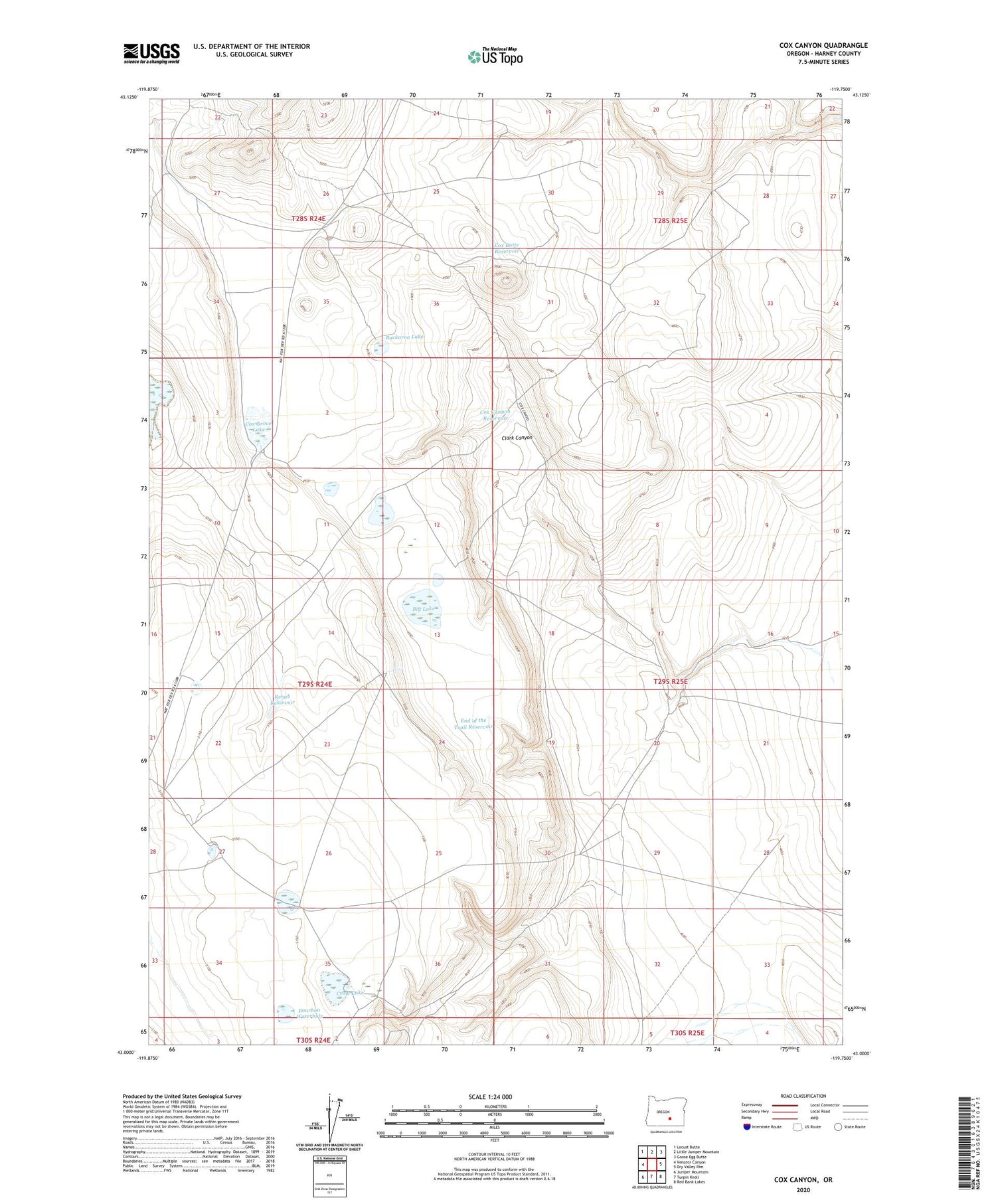 Cox Canyon Oregon US Topo Map Image