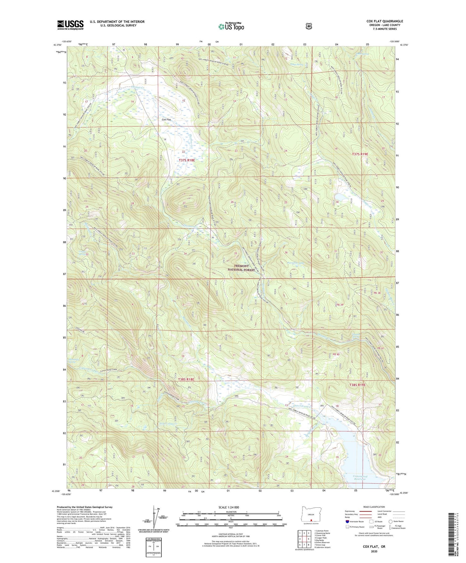 Cox Flat Oregon US Topo Map Image