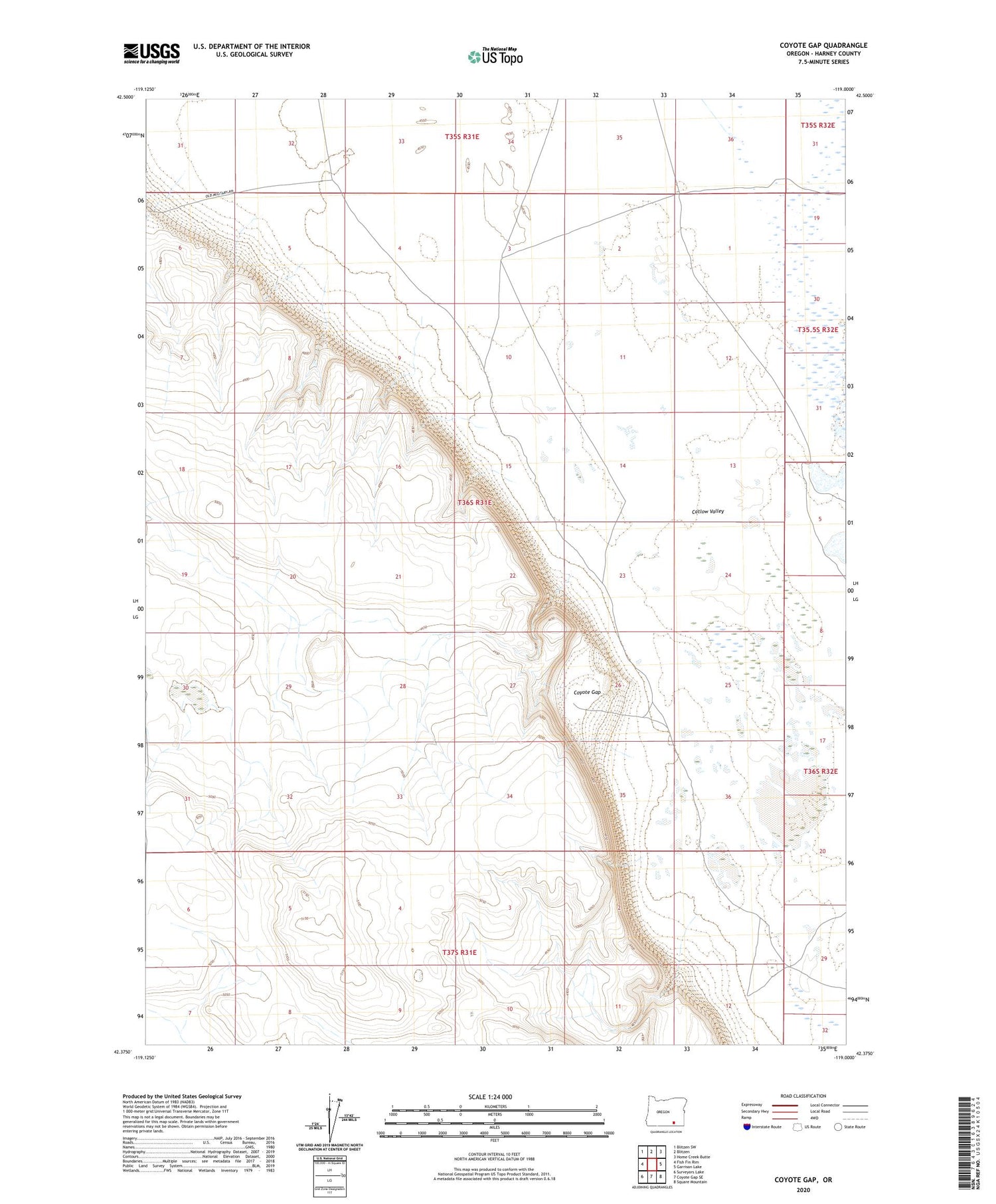 Coyote Gap Oregon US Topo Map Image