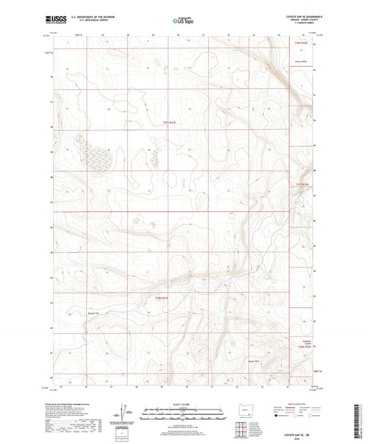Coyote Gap SE Oregon US Topo Map Image
