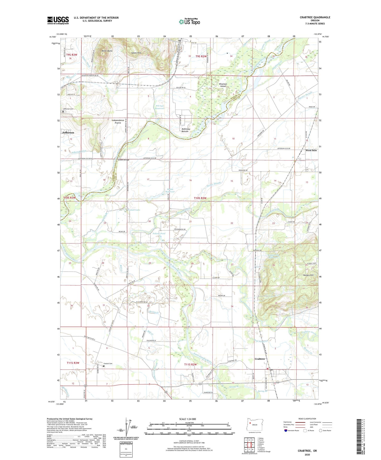 Crabtree Oregon US Topo Map Image