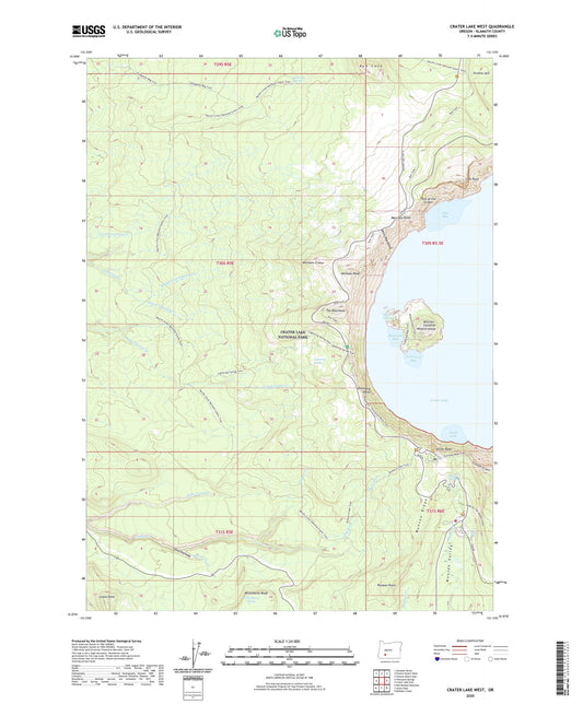Crater Lake West Oregon US Topo Map Image