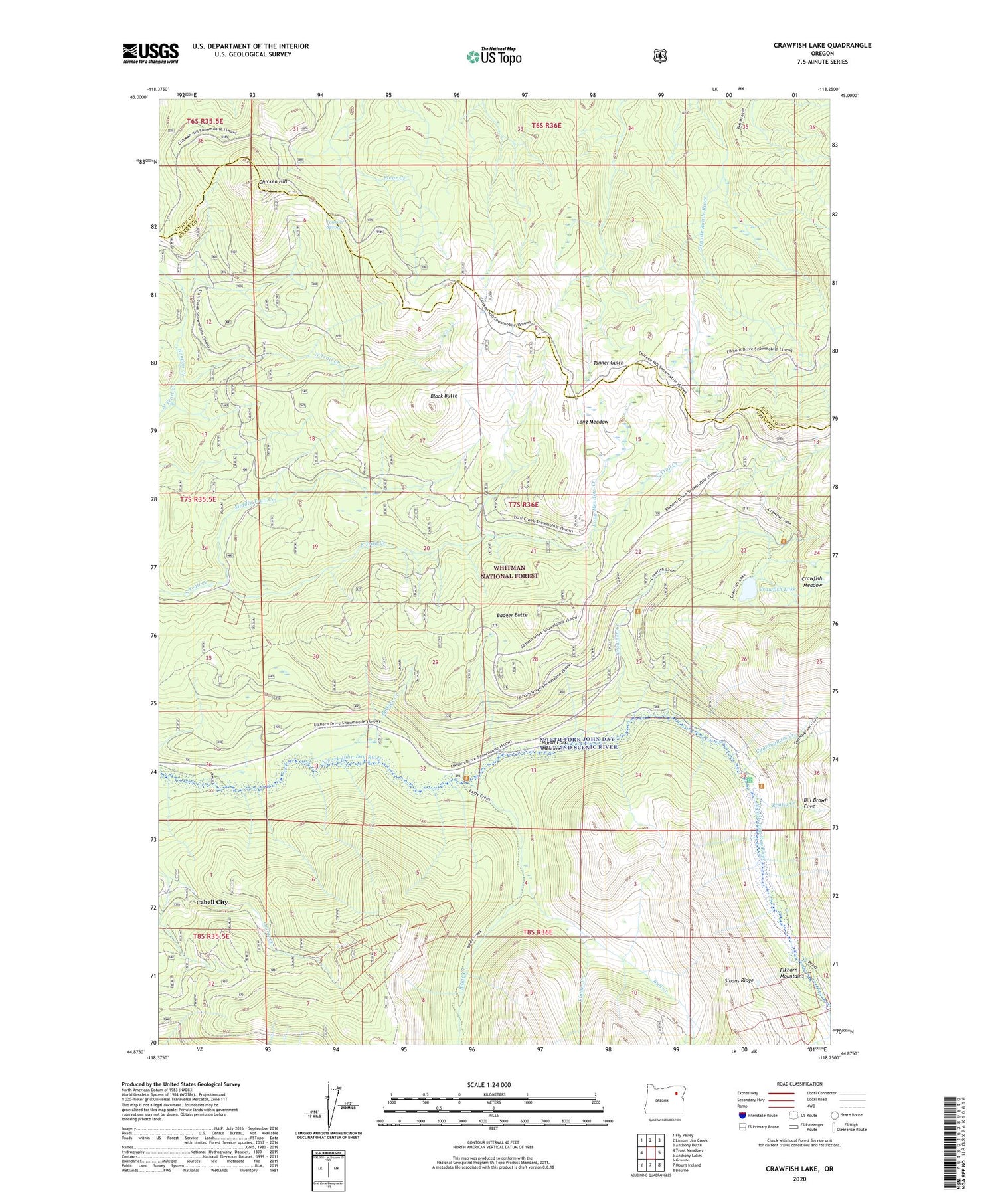 Crawfish Lake Oregon US Topo Map Image