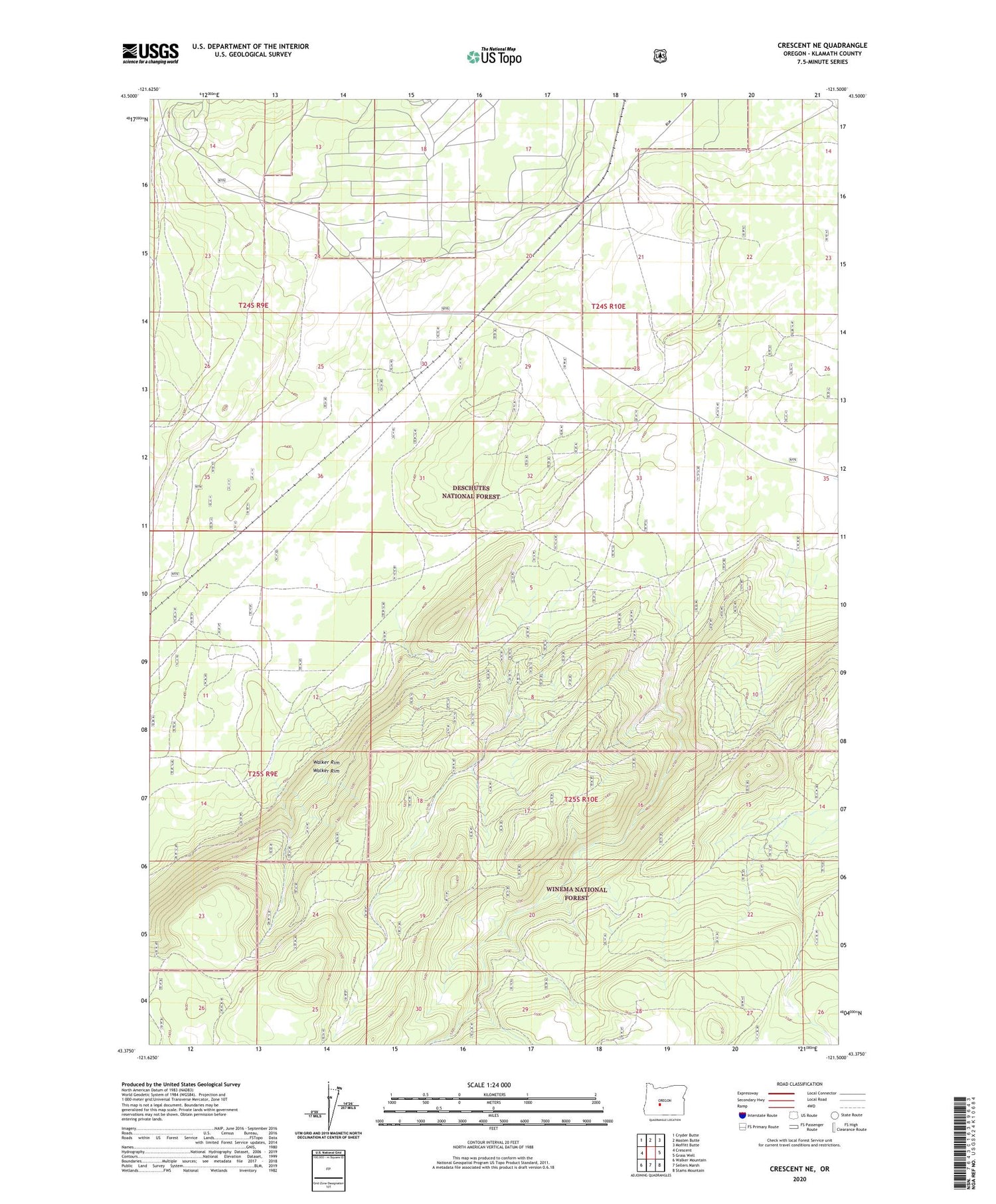 Crescent NE Oregon US Topo Map Image