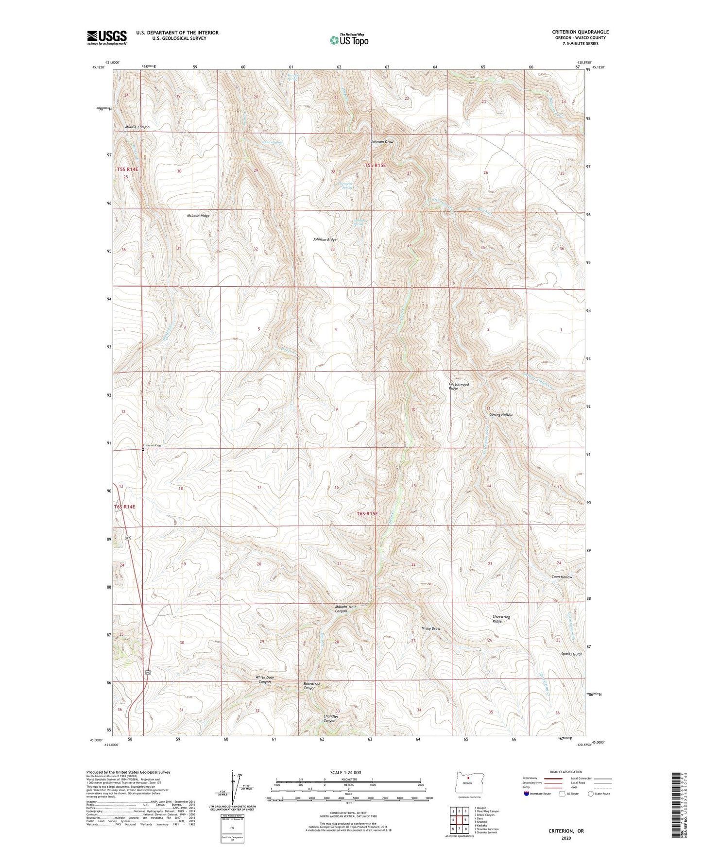 Criterion Oregon US Topo Map Image