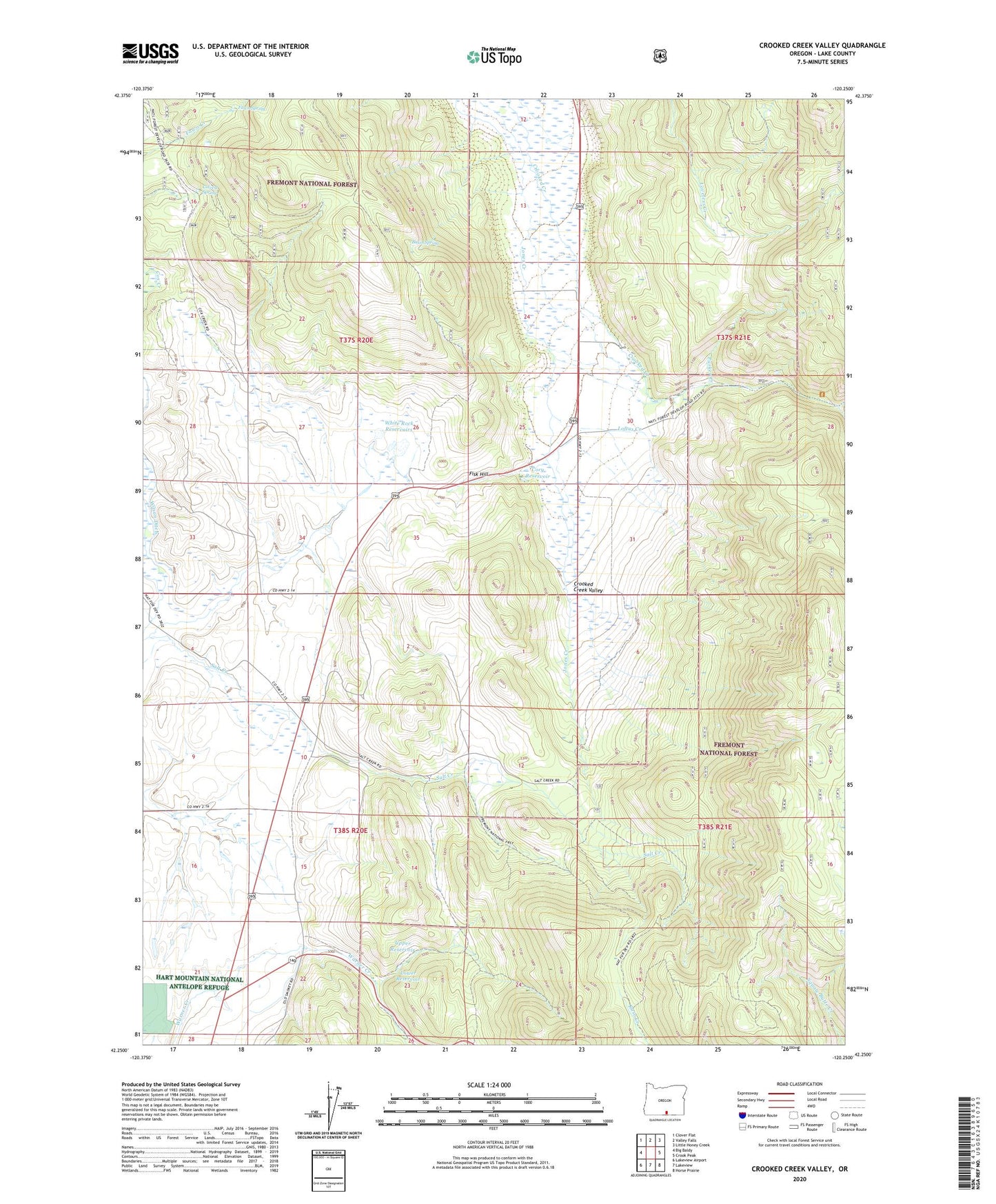 Crooked Creek Valley Oregon US Topo Map Image