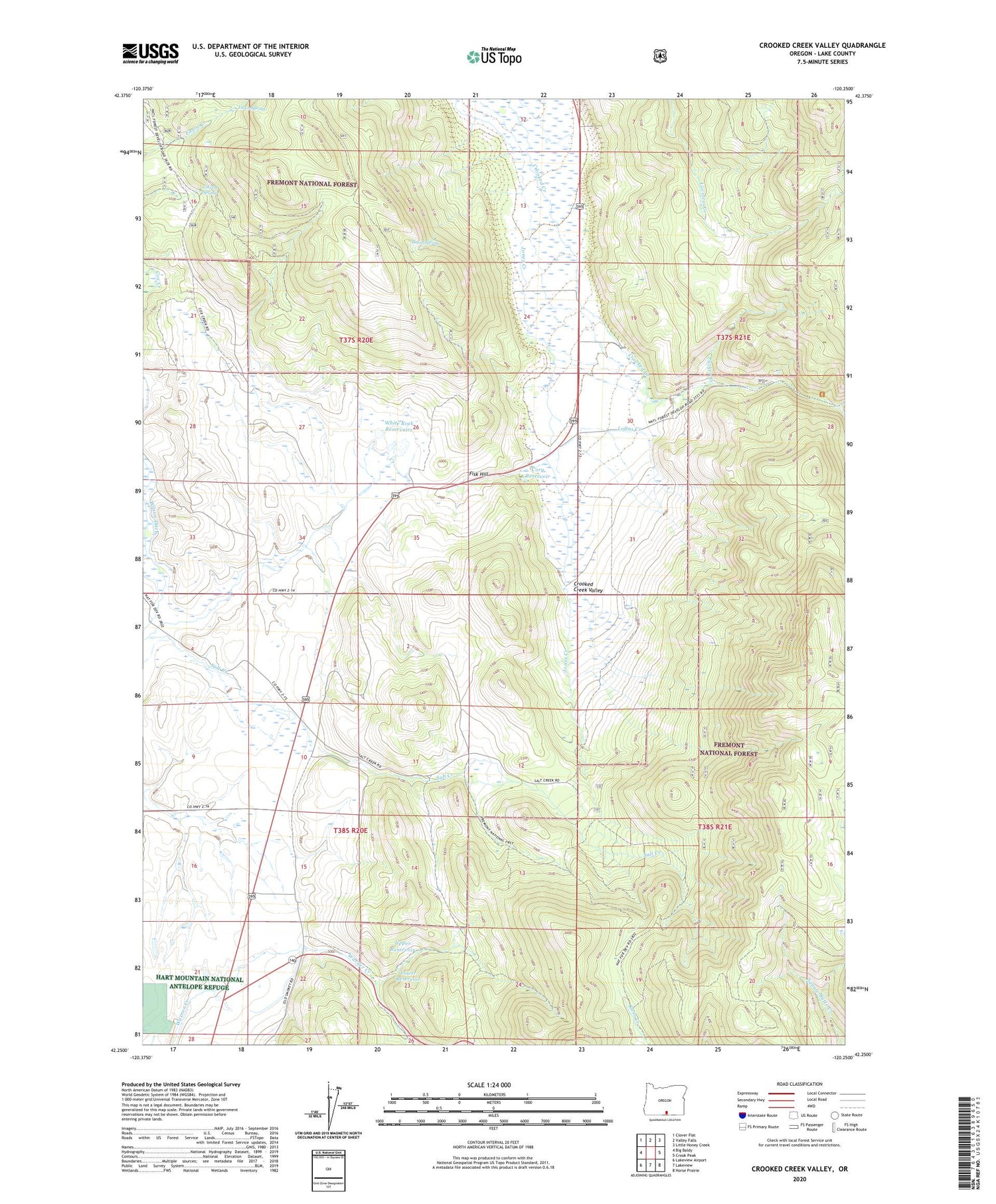Crooked Creek Valley Oregon US Topo Map Image