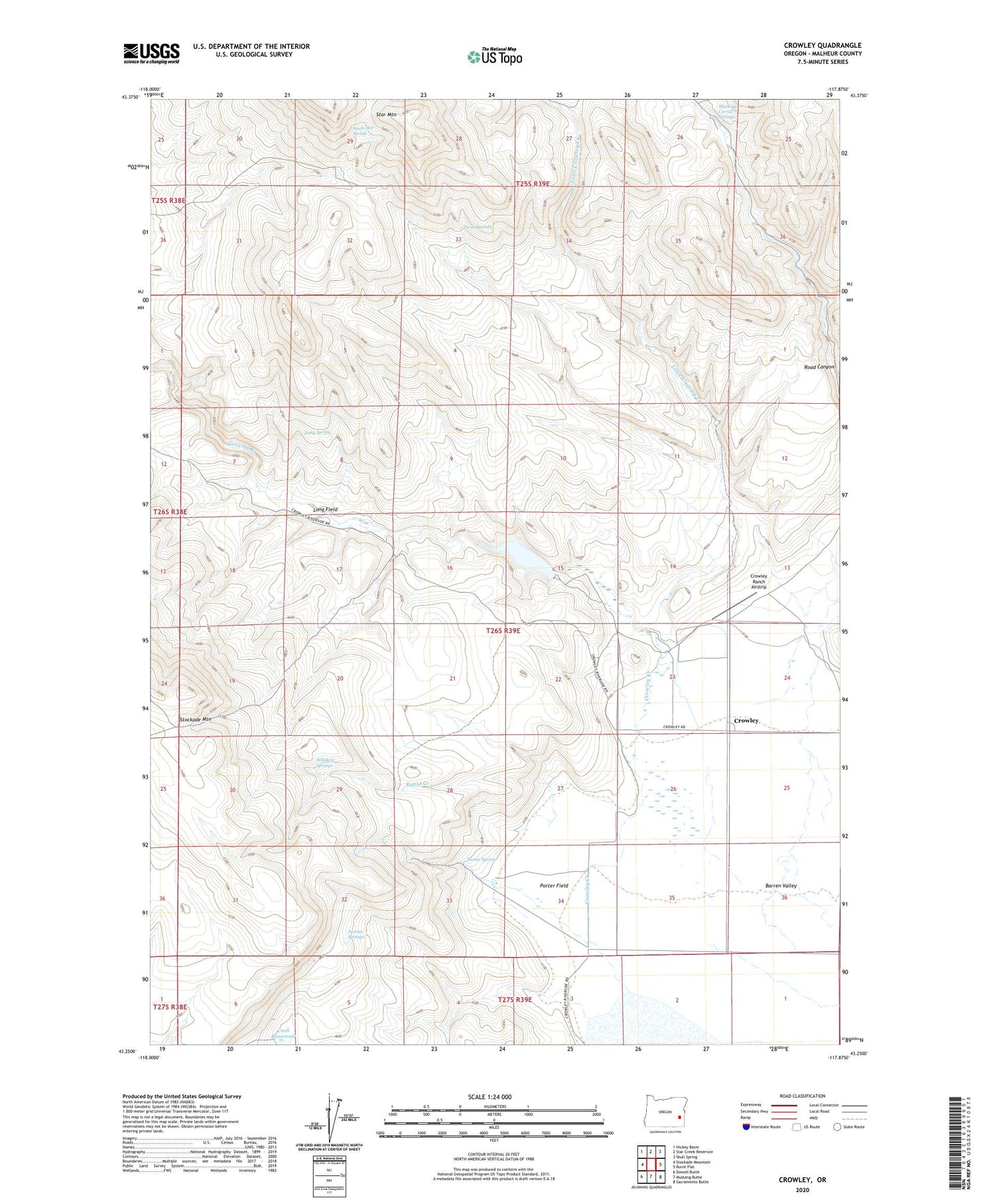 Crowley Oregon US Topo Map Image