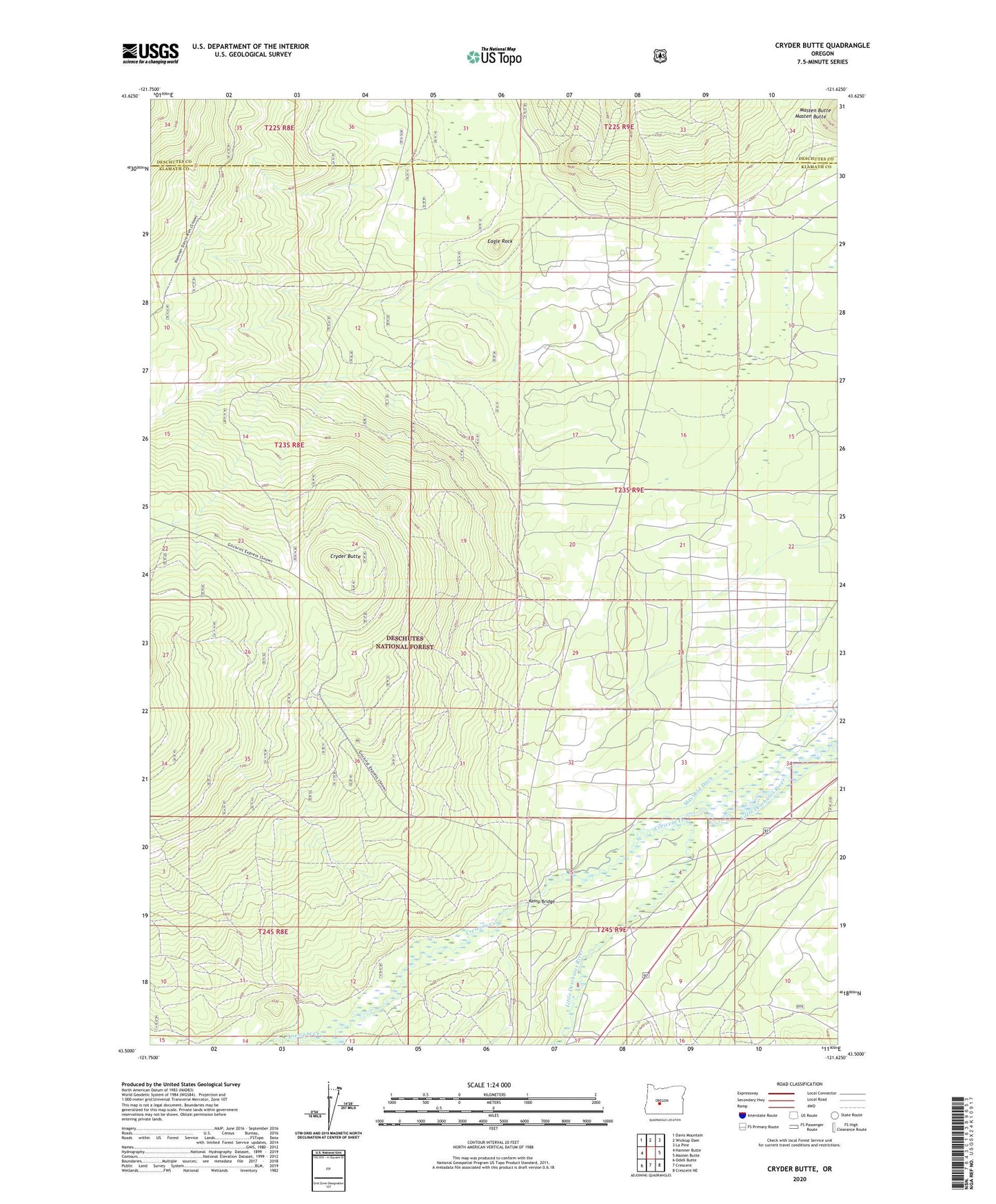 Cryder Butte Oregon US Topo Map Image