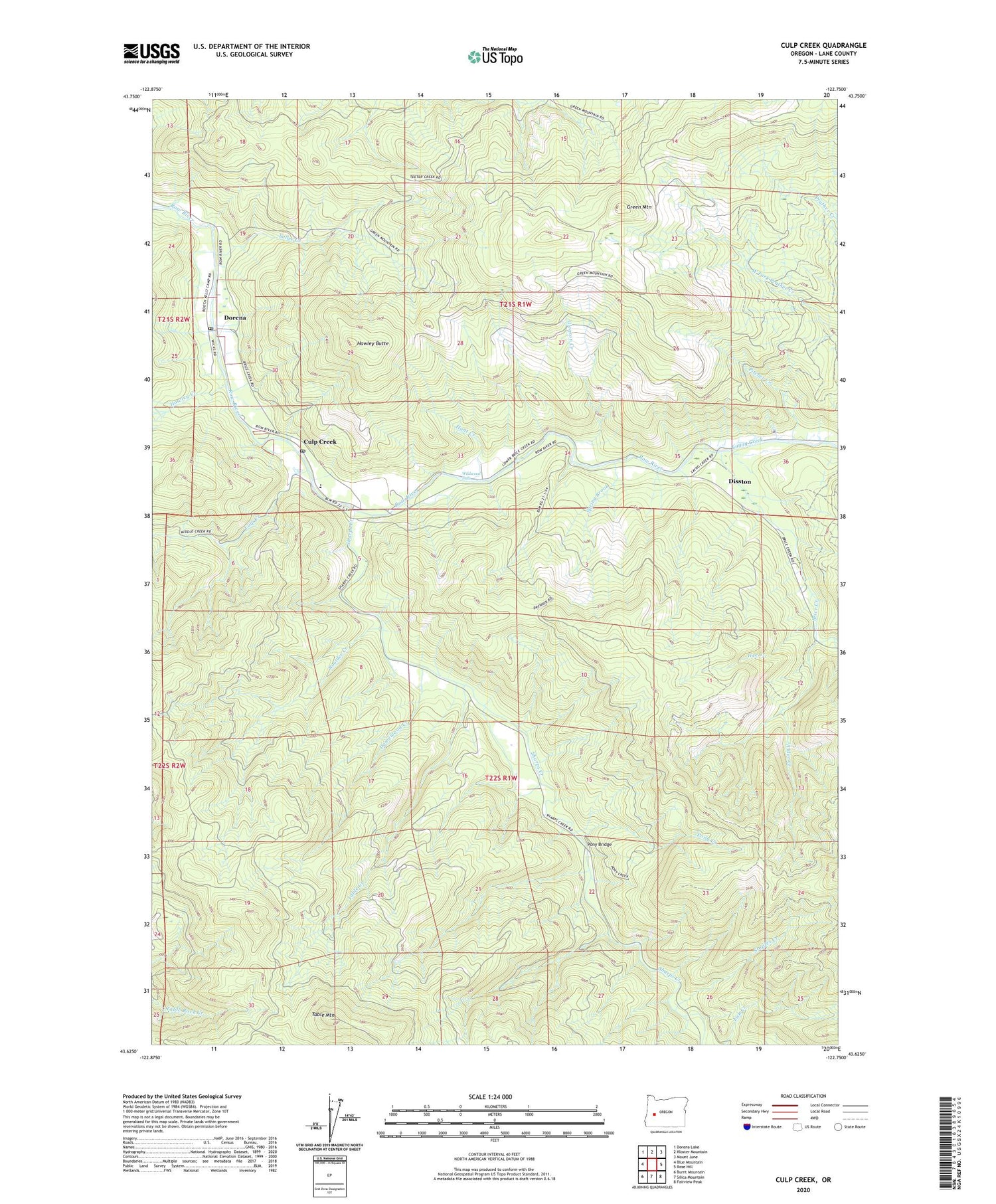 Culp Creek Oregon US Topo Map Image