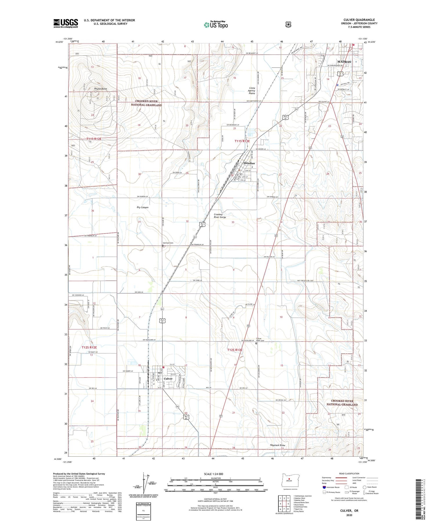Culver Oregon US Topo Map Image
