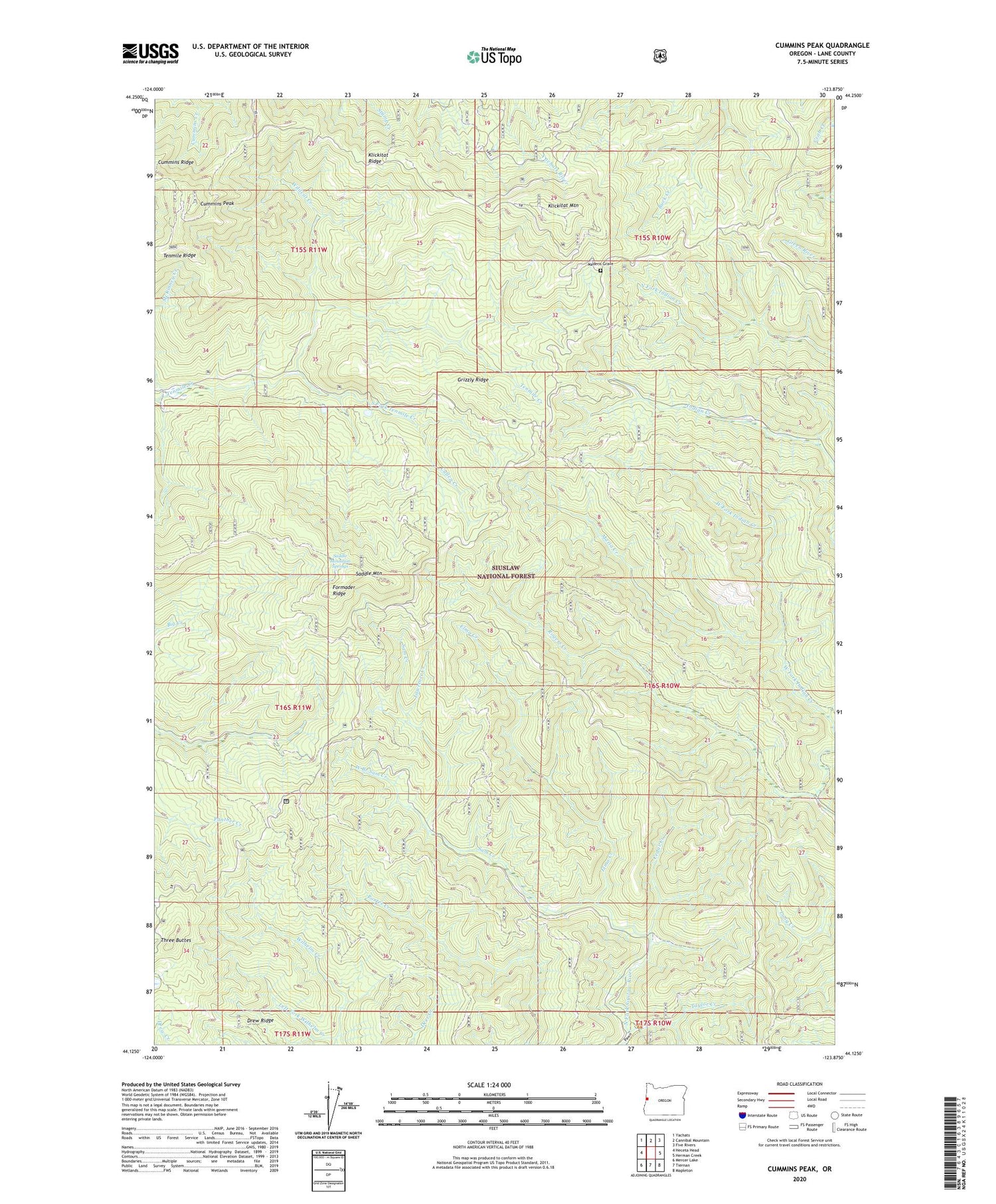 Cummins Peak Oregon US Topo Map Image