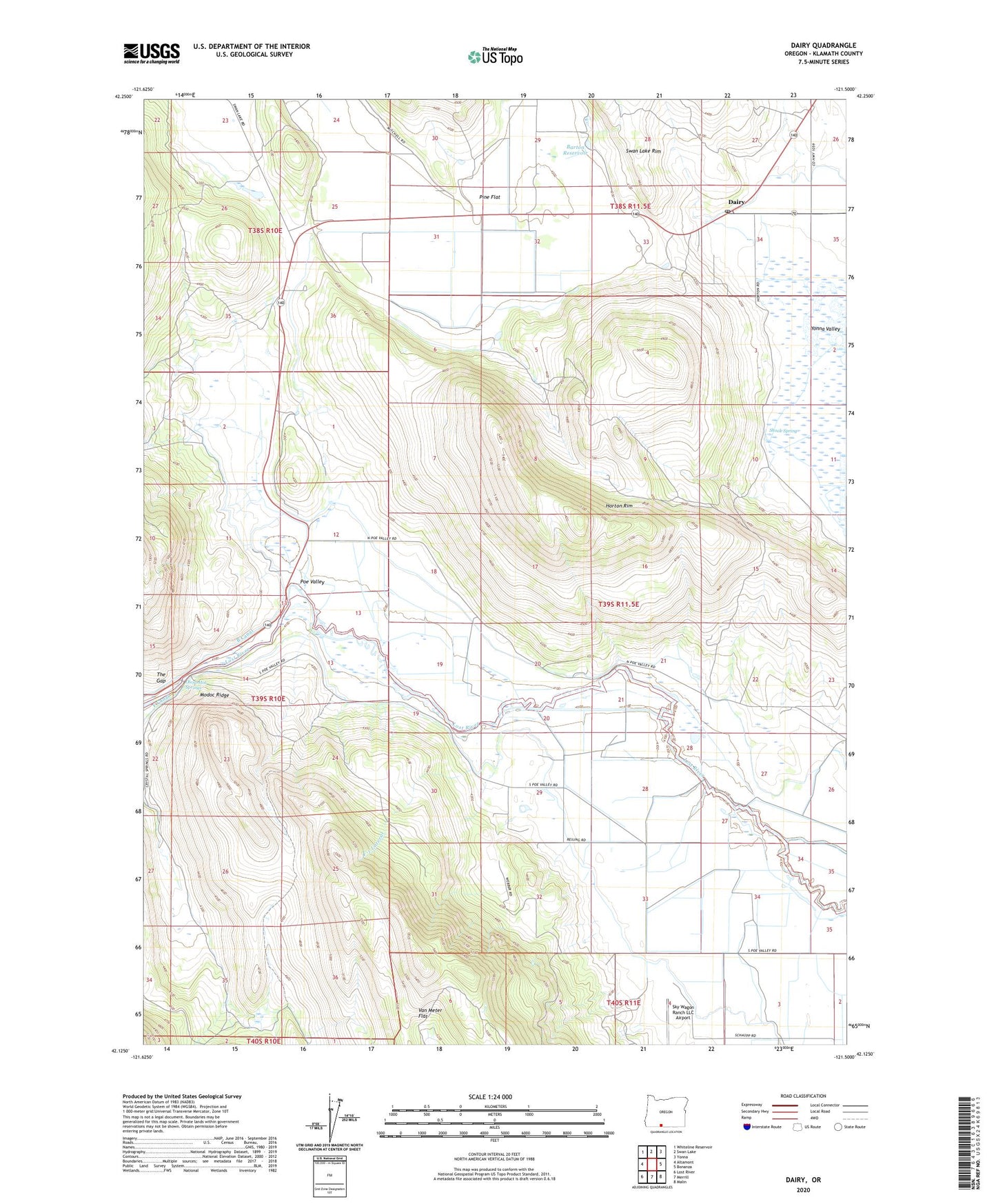 Dairy Oregon US Topo Map Image