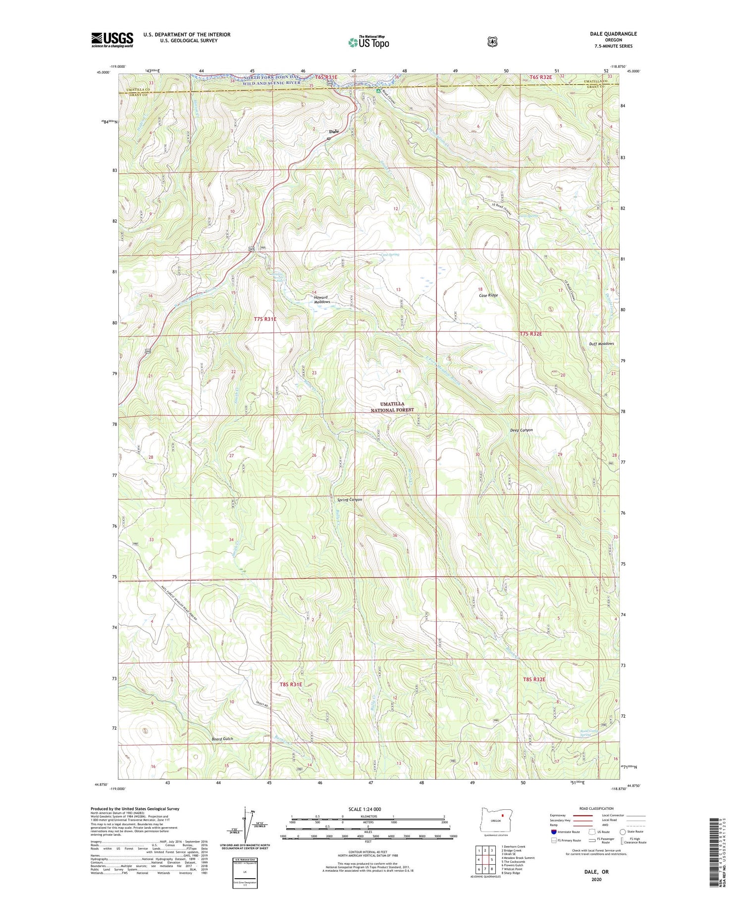 Dale Oregon US Topo Map Image