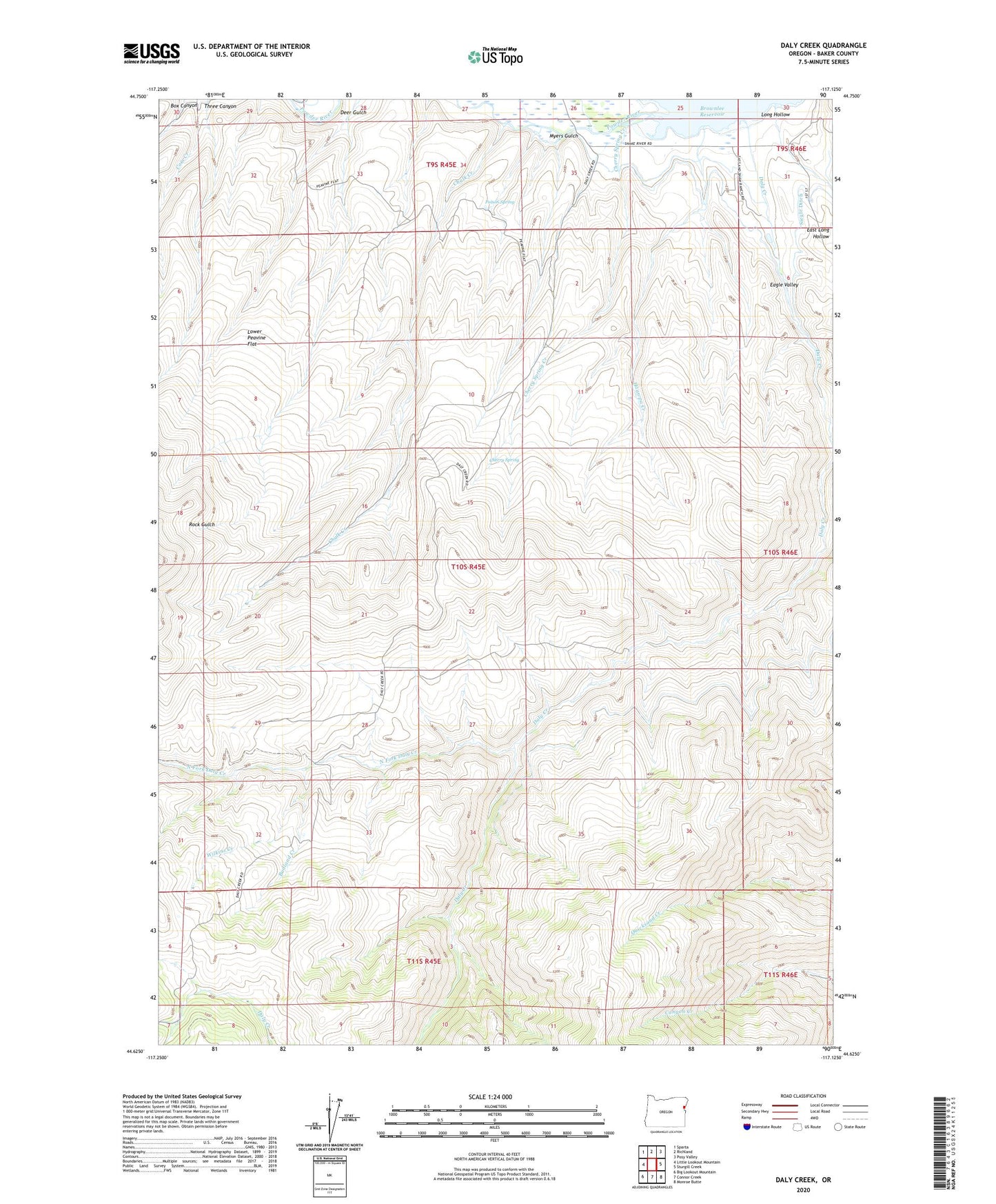 Daly Creek Oregon US Topo Map Image