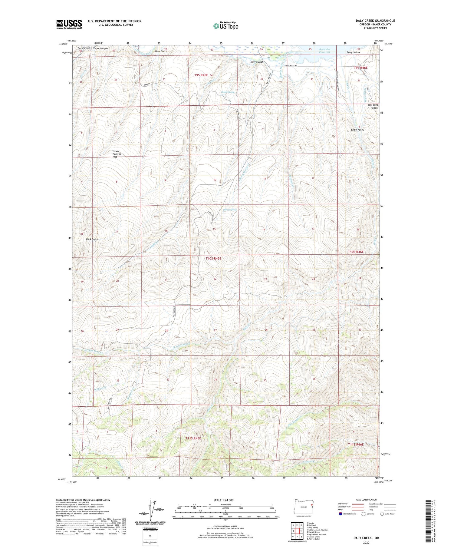 Daly Creek Oregon US Topo Map Image