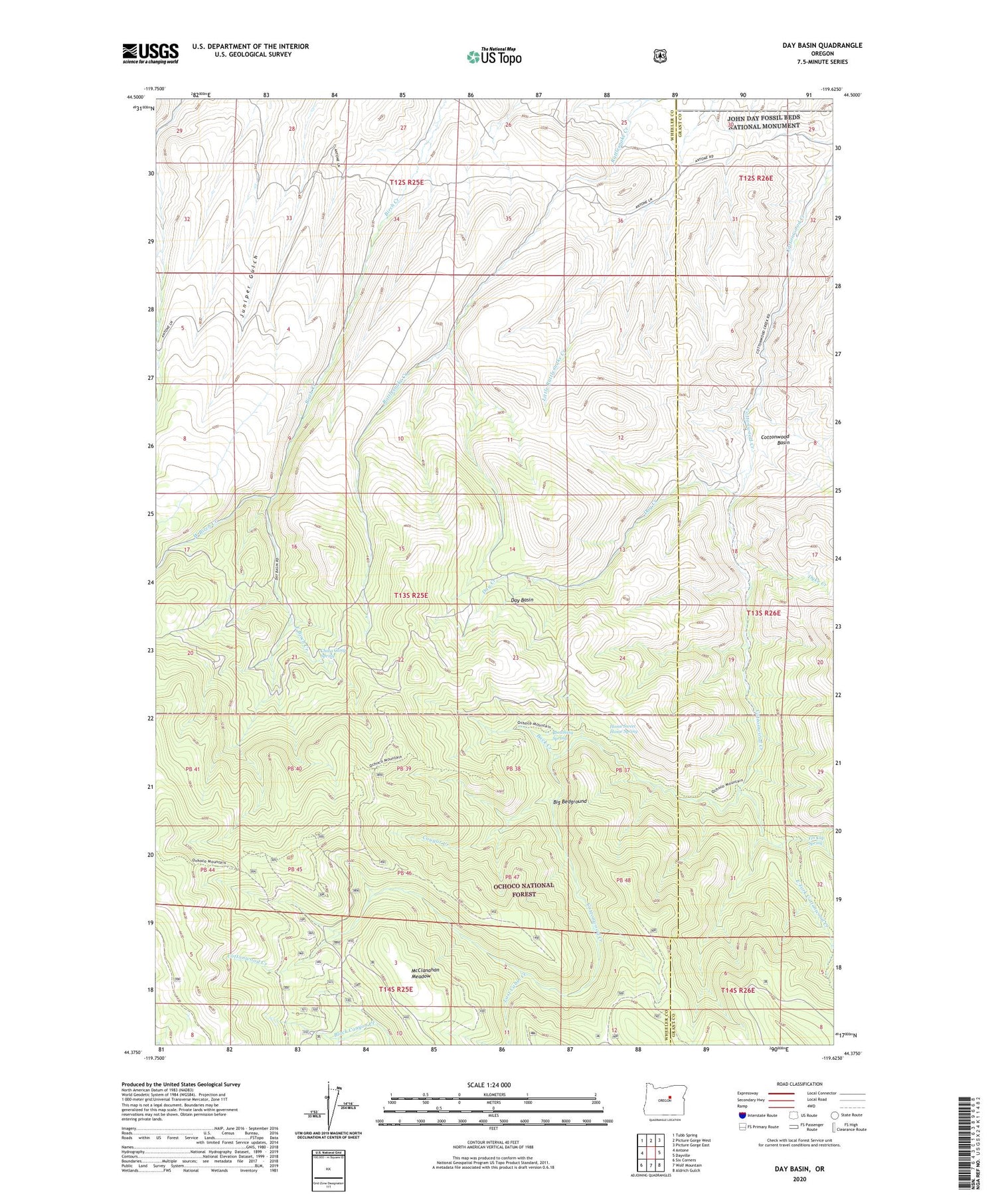 Day Basin Oregon US Topo Map Image
