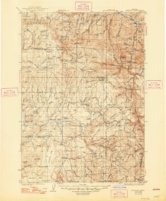 Historic 1936 Dayville Oregon 30'x30' Topo Map Image