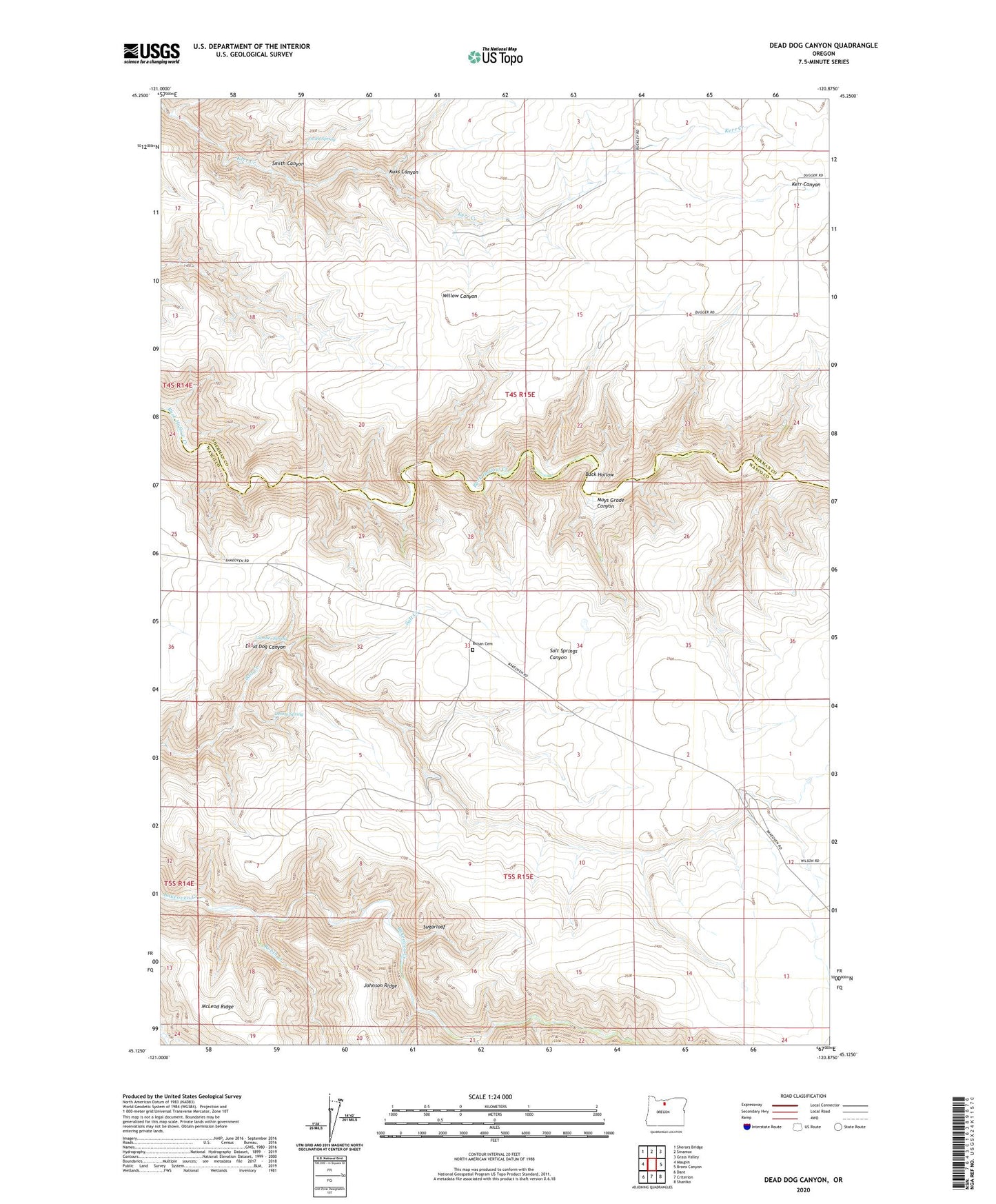 Dead Dog Canyon Oregon US Topo Map Image
