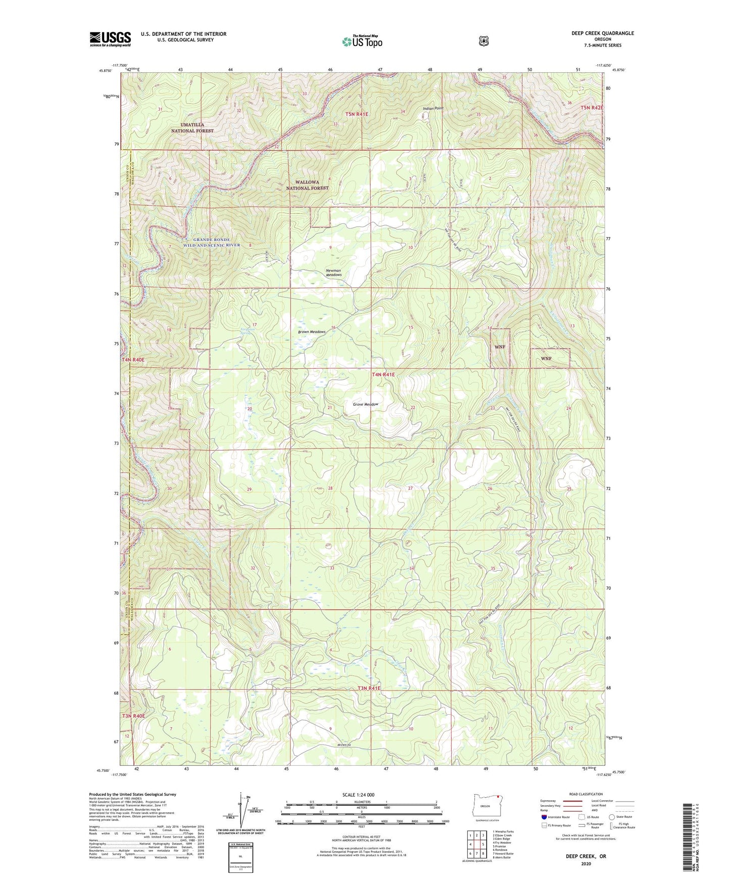 Deep Creek Oregon US Topo Map Image