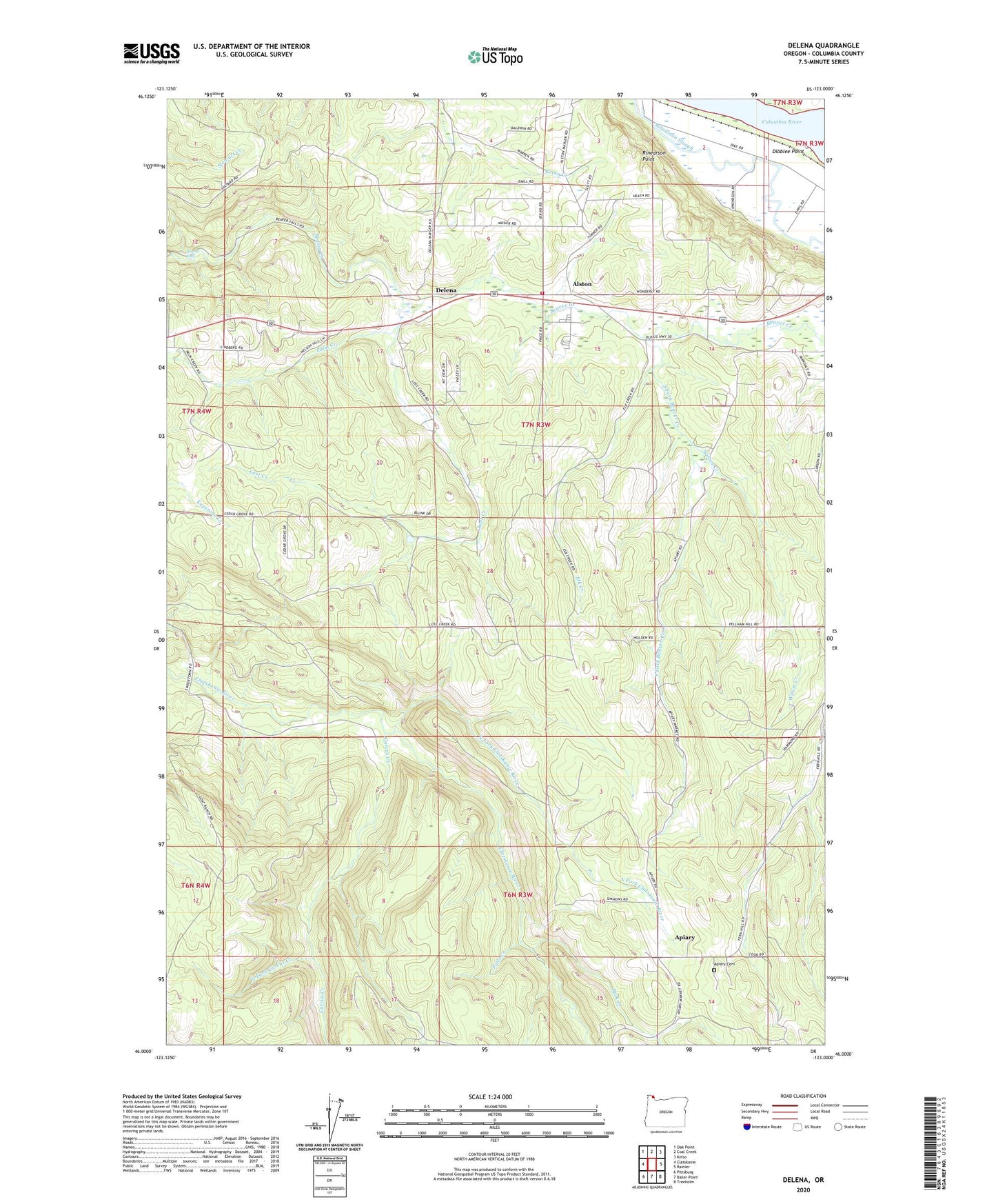 Delena Oregon US Topo Map Image