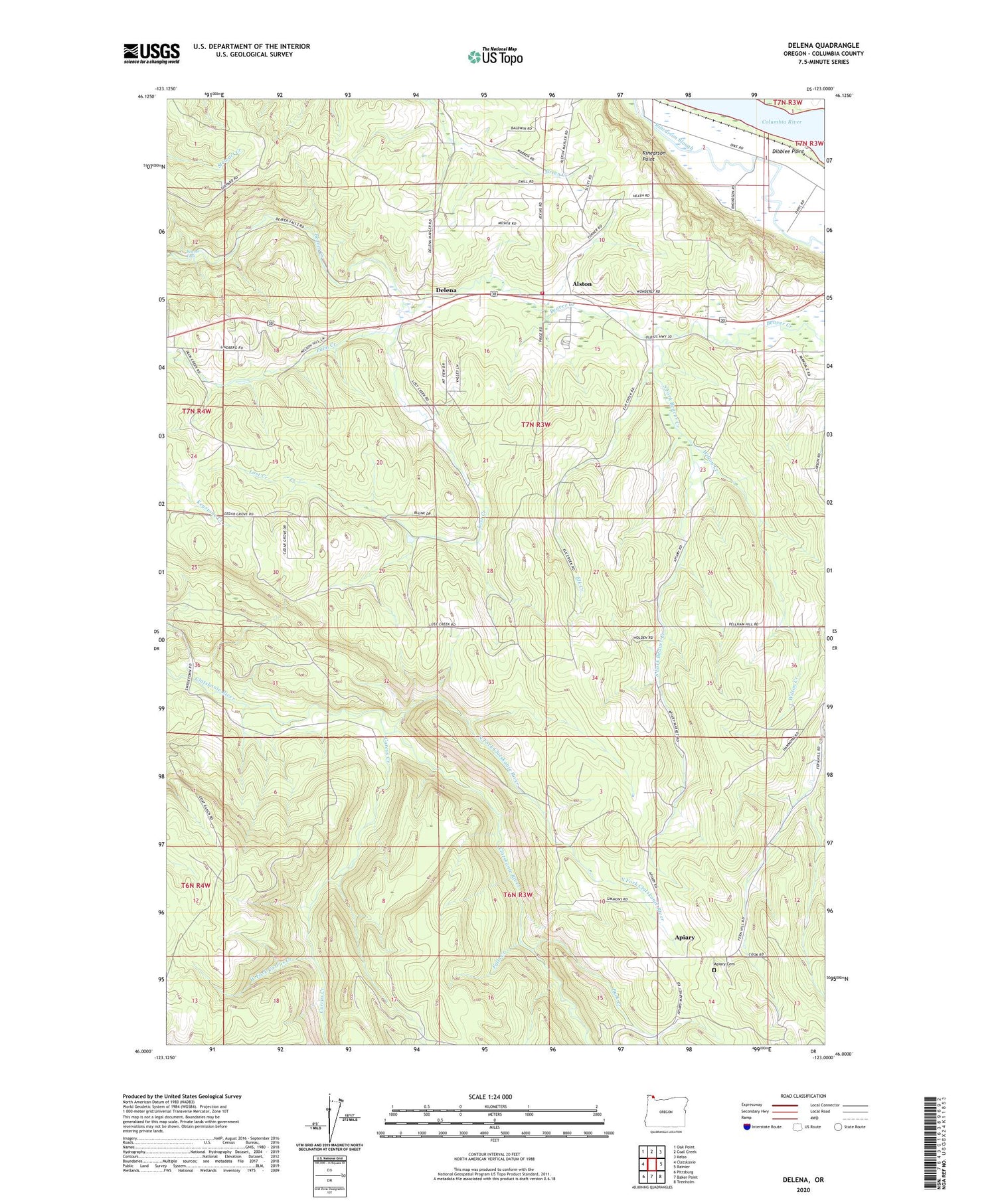 Delena Oregon US Topo Map Image