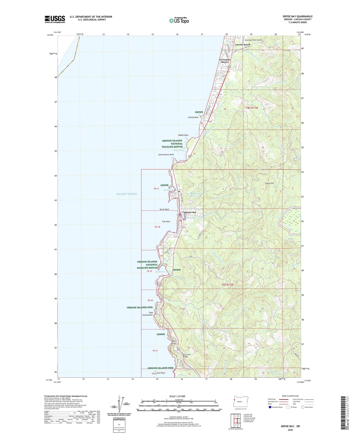 Depoe Bay Oregon US Topo Map Image
