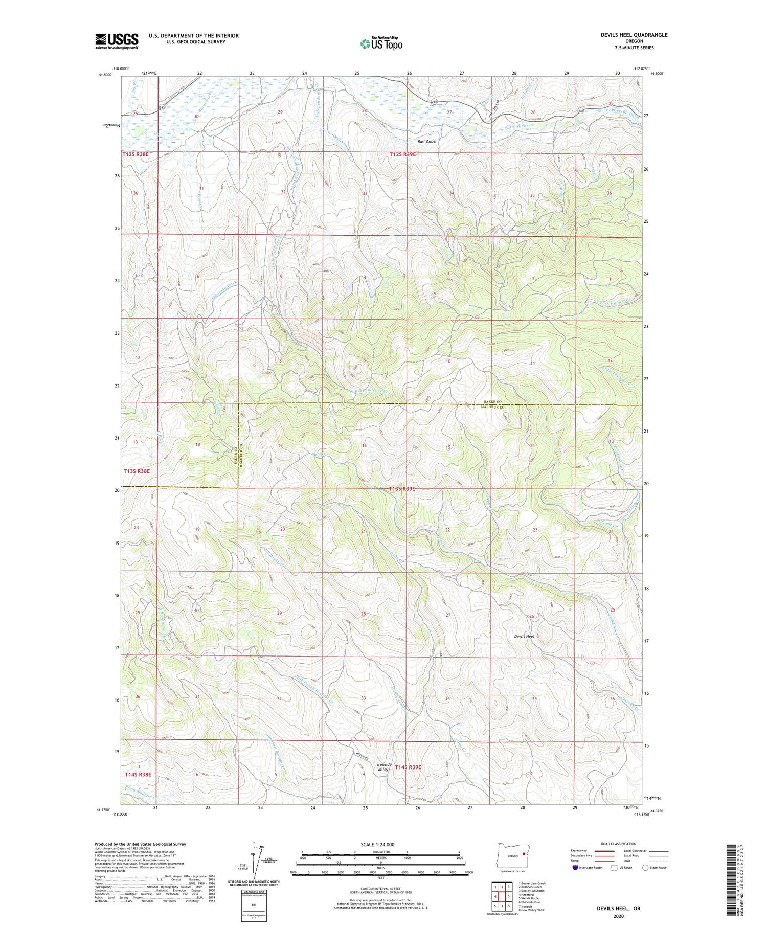 Devils Heel Oregon US Topo Map Image