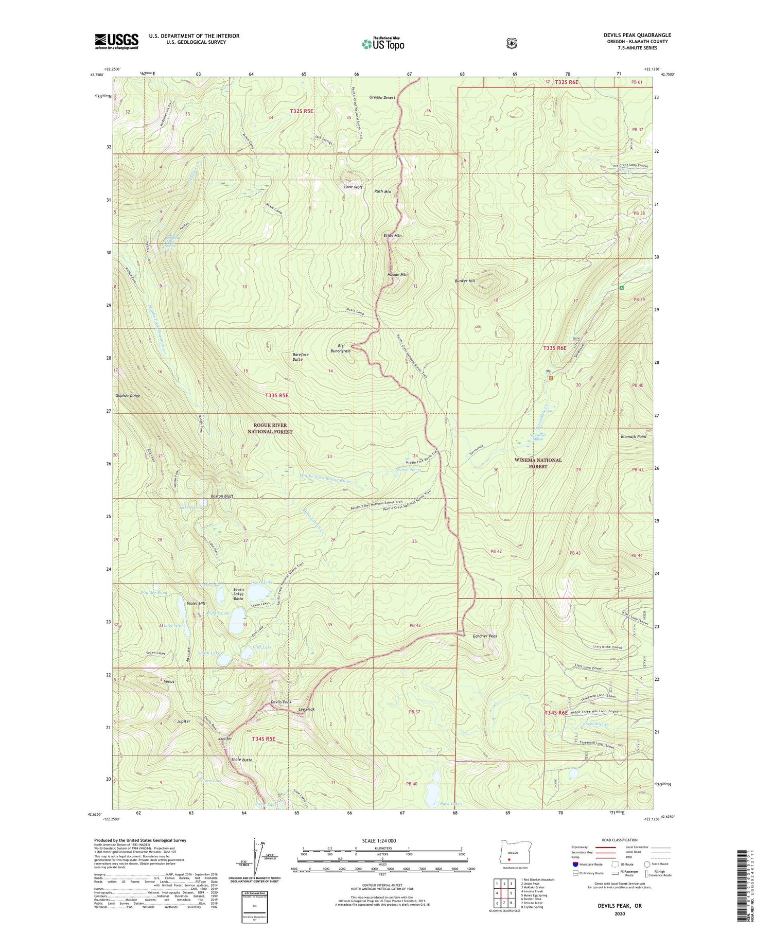 Devils Peak Oregon US Topo Map Image