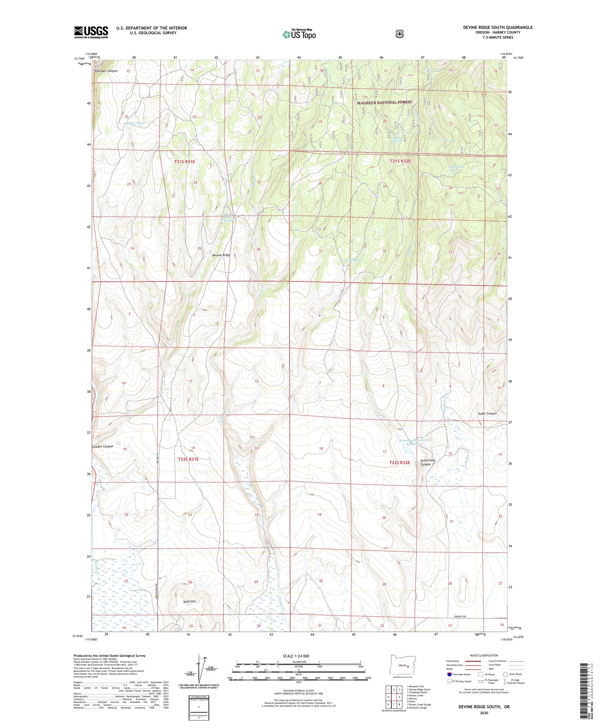 Devine Ridge South Oregon US Topo Map – MyTopo Map Store