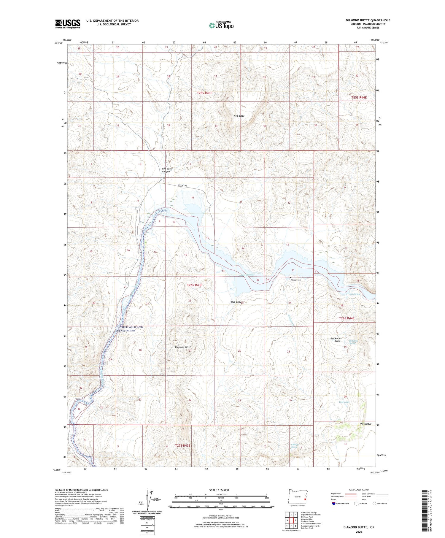 Diamond Butte Oregon US Topo Map Image