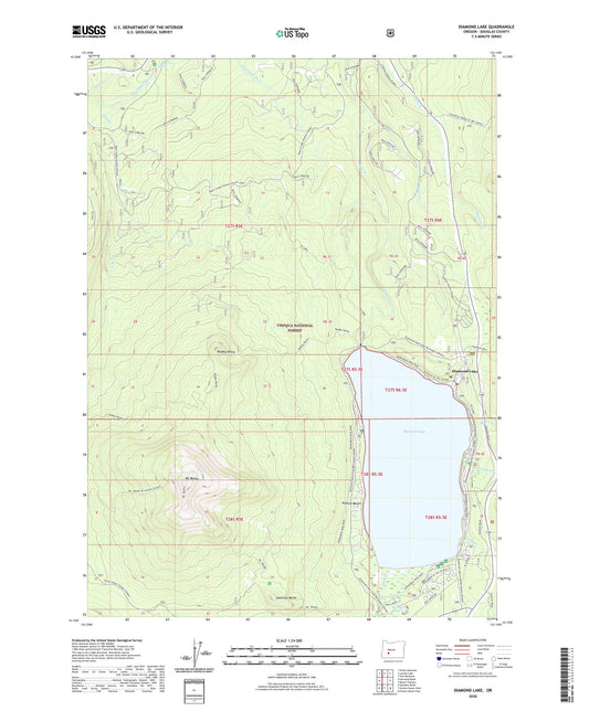 Diamond Lake Oregon US Topo Map Image
