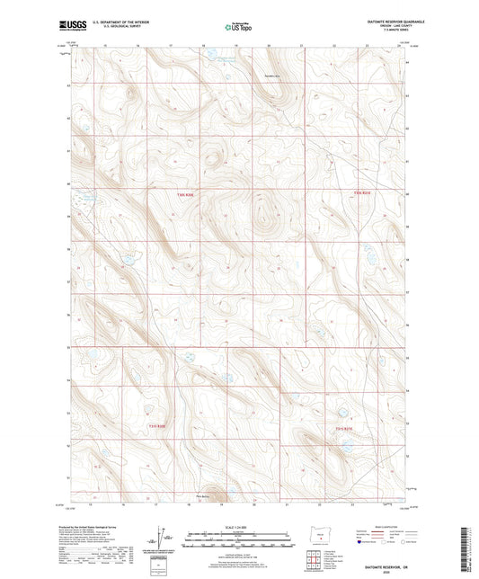 Diatomite Reservoir Oregon US Topo Map Image