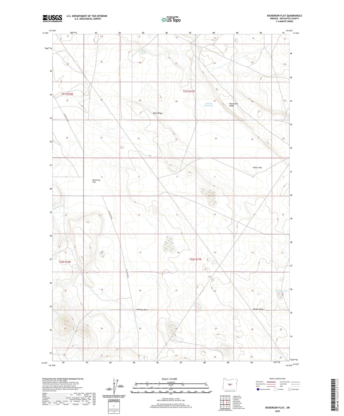 Dickerson Flat Oregon US Topo Map Image