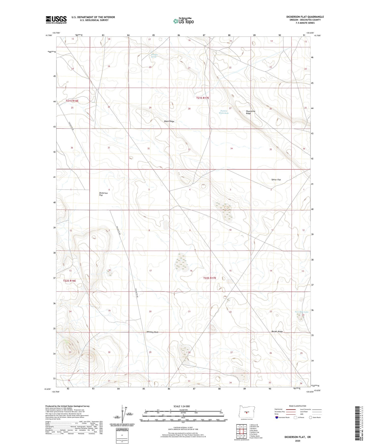 Dickerson Flat Oregon US Topo Map Image