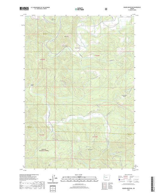 Digger Mountain Oregon US Topo Map Image