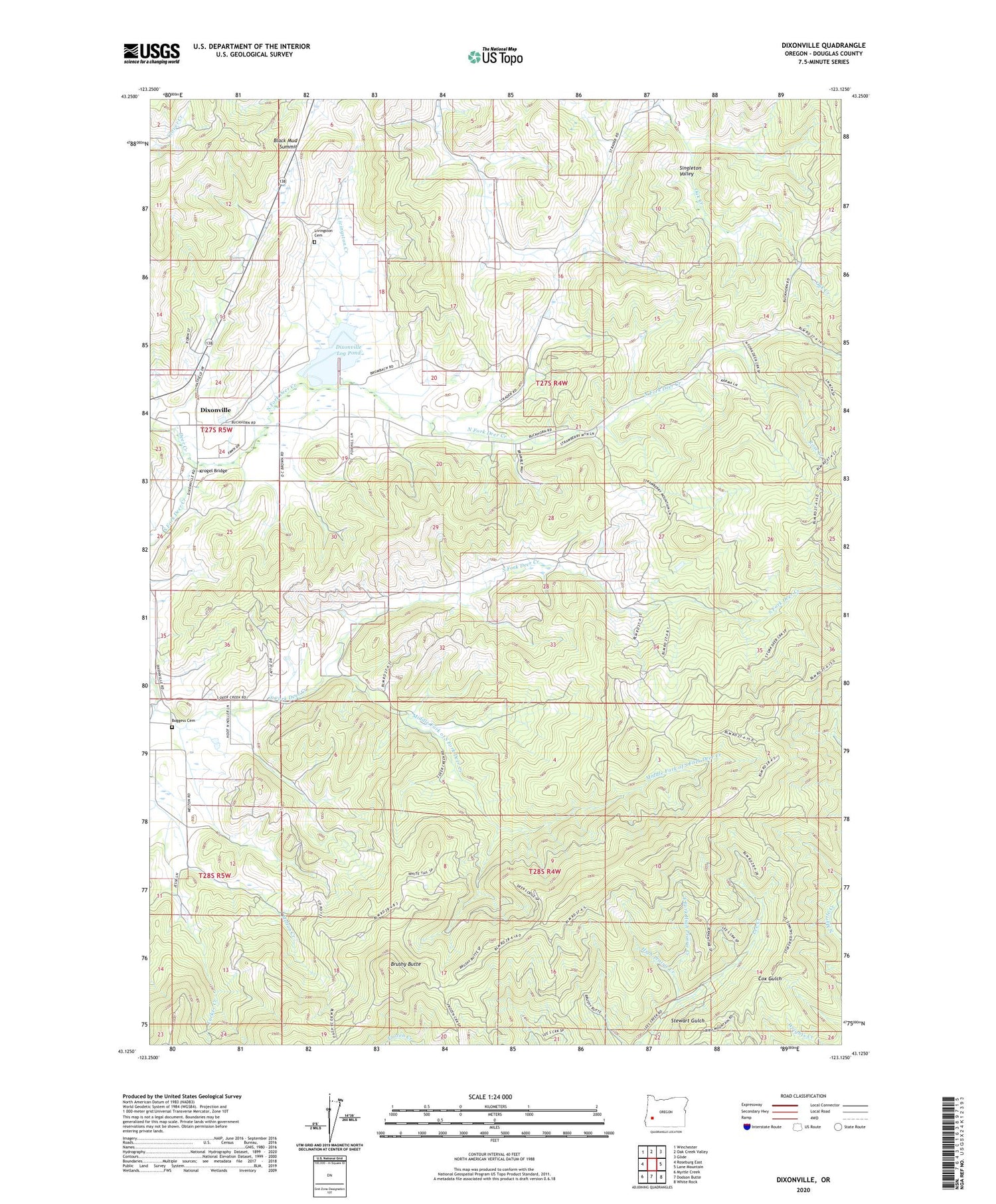 Dixonville Oregon US Topo Map Image