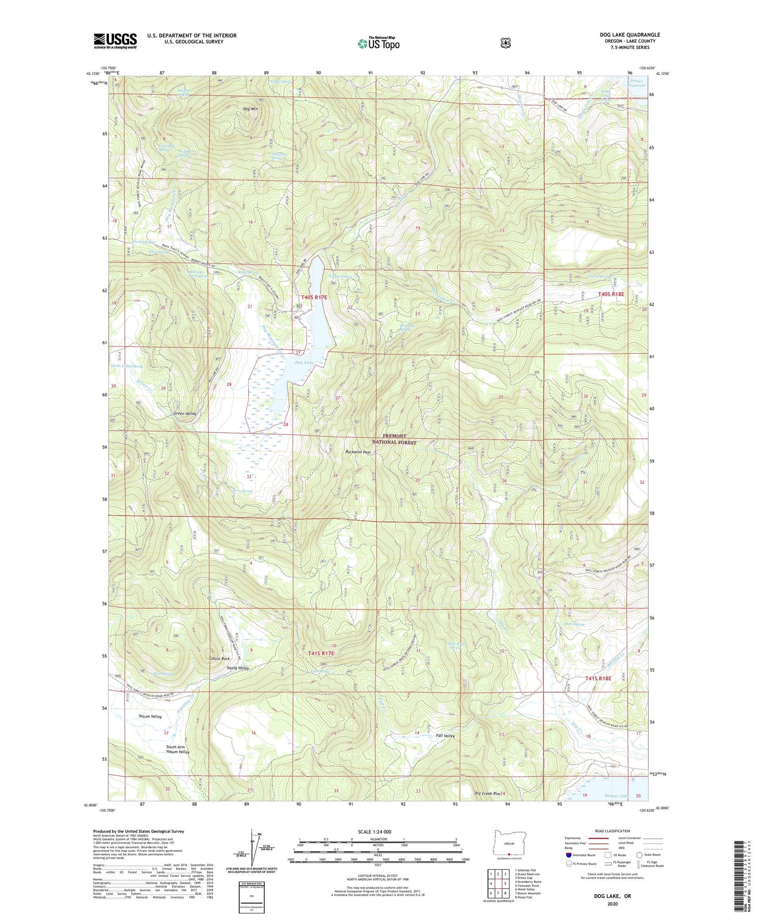Dog Lake Oregon US Topo Map Image