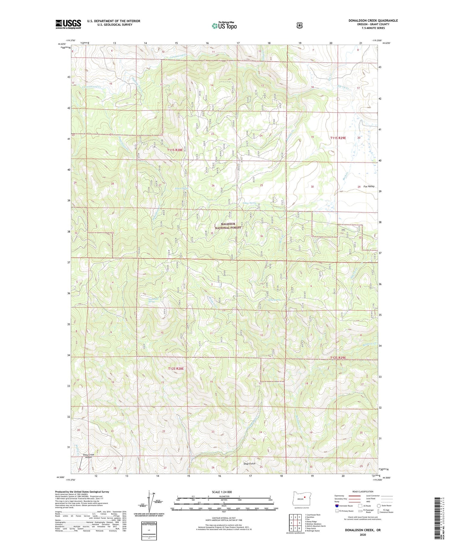 Donaldson Creek Oregon US Topo Map Image