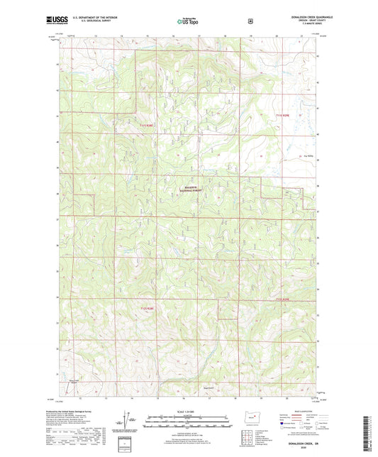 Donaldson Creek Oregon US Topo Map Image