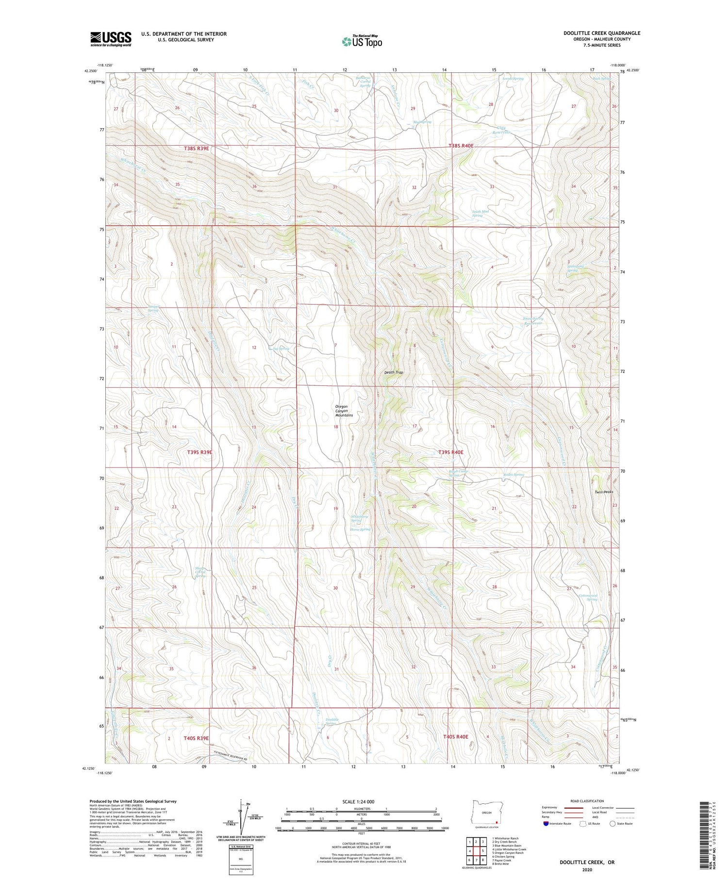 Doolittle Creek Oregon US Topo Map Image