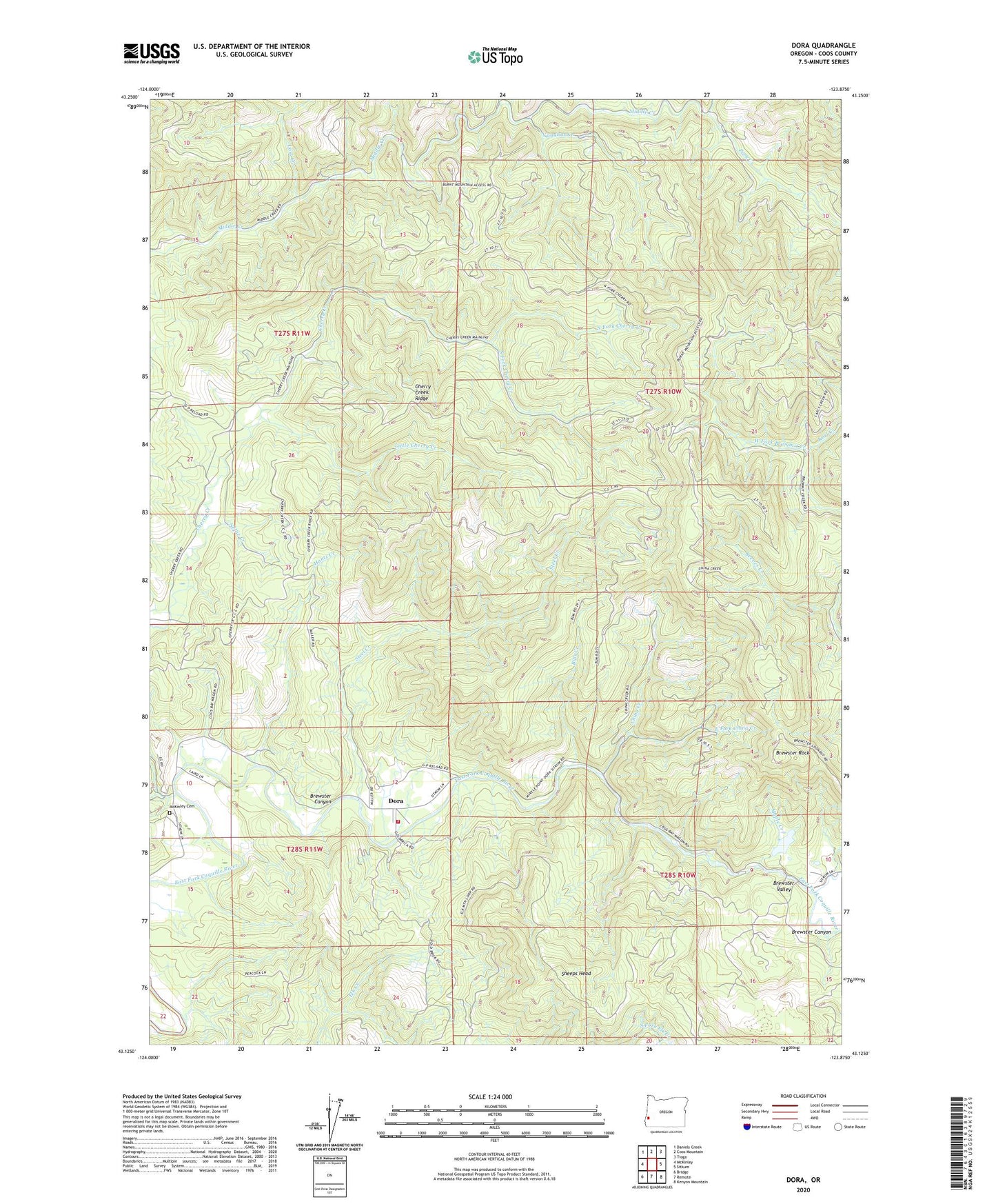 Dora Oregon US Topo Map Image