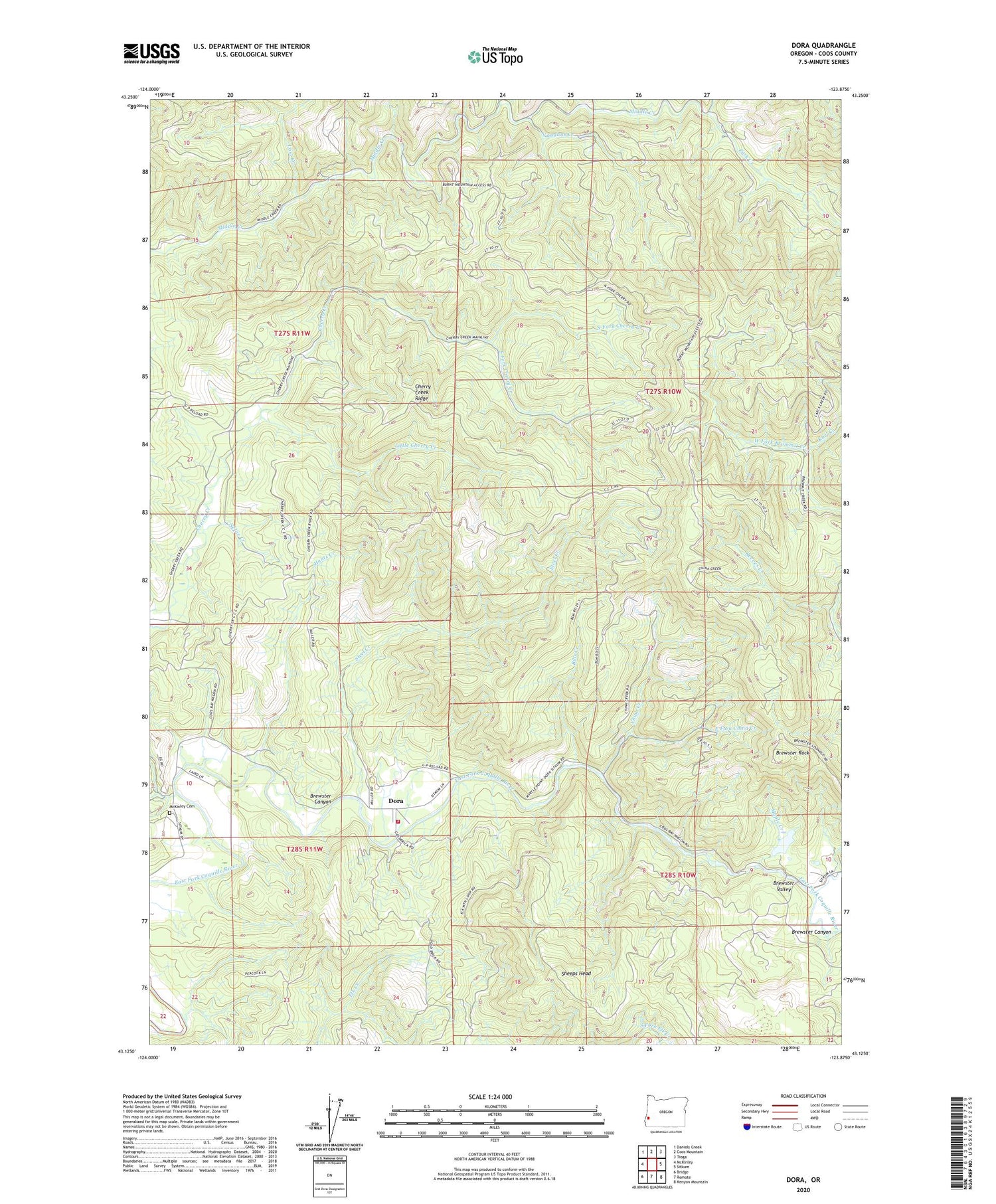 Dora Oregon US Topo Map Image
